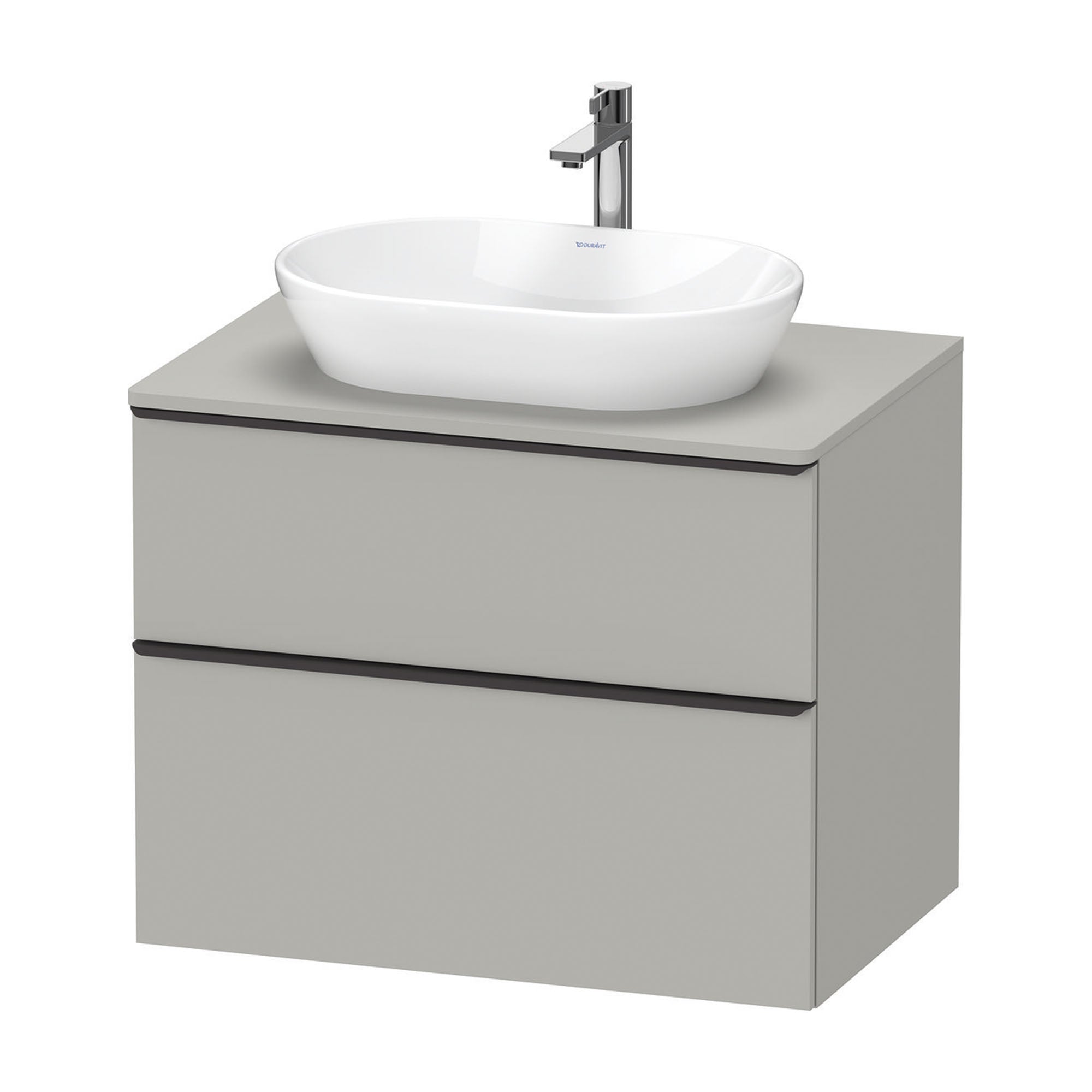 duravit d-neo 800 wall mounted vanity unit with worktop concrete grey diamond black handles