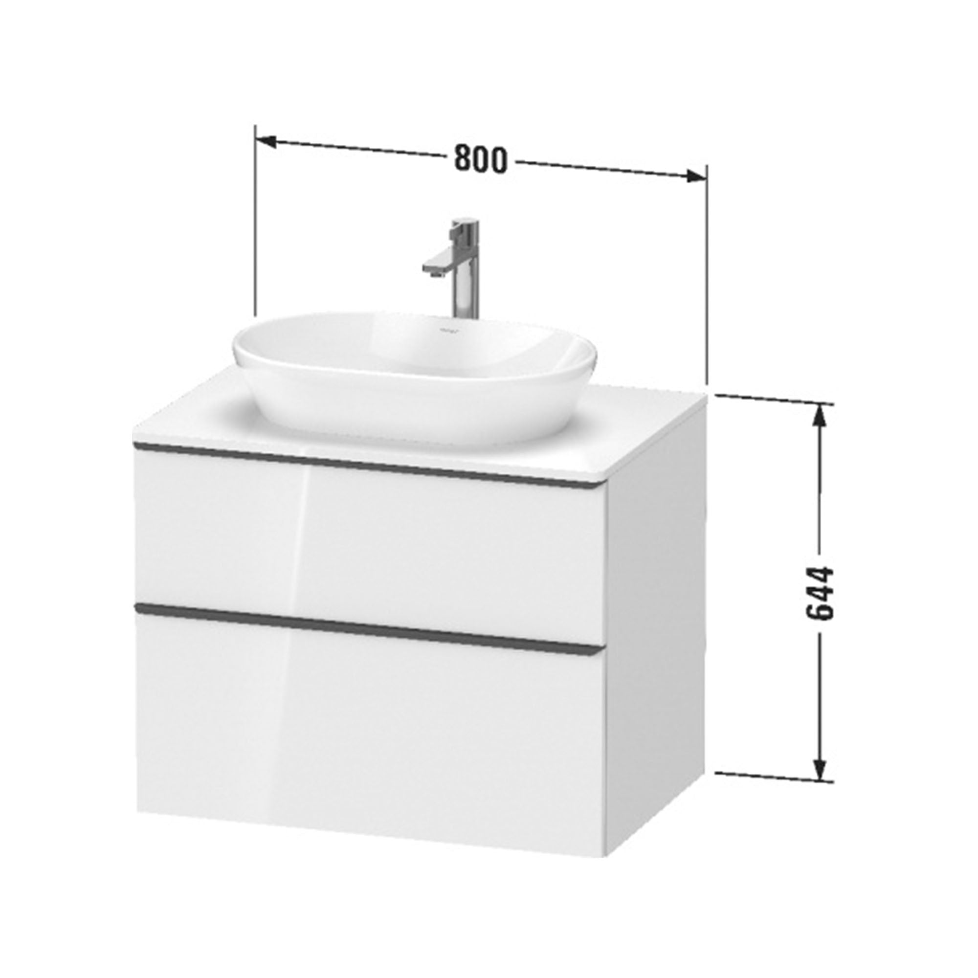 duravit d-neo 800 wall mounted vanity unit with worktop