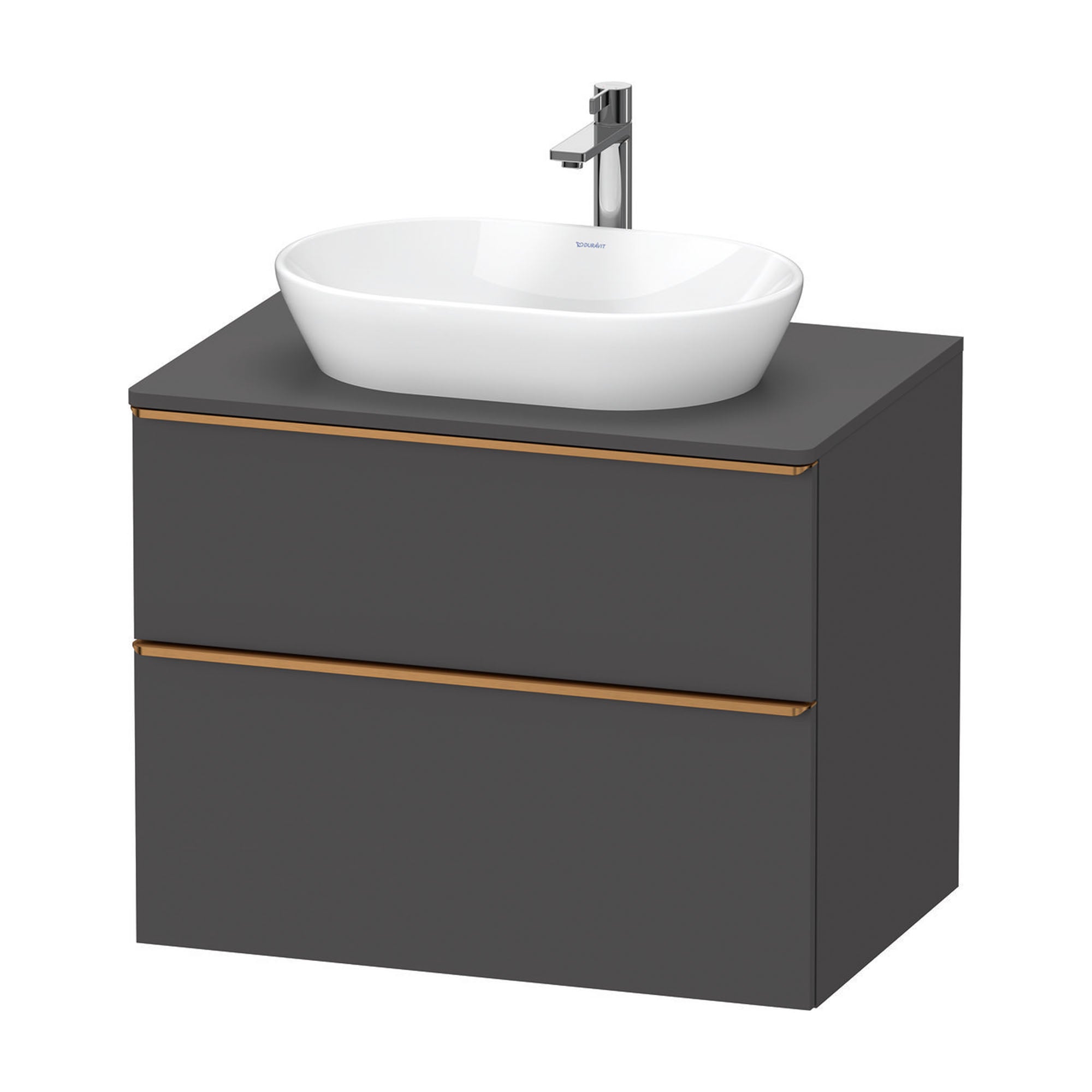 duravit d-neo 800 wall mounted vanity unit with worktop graphite matt brushed bronze handles