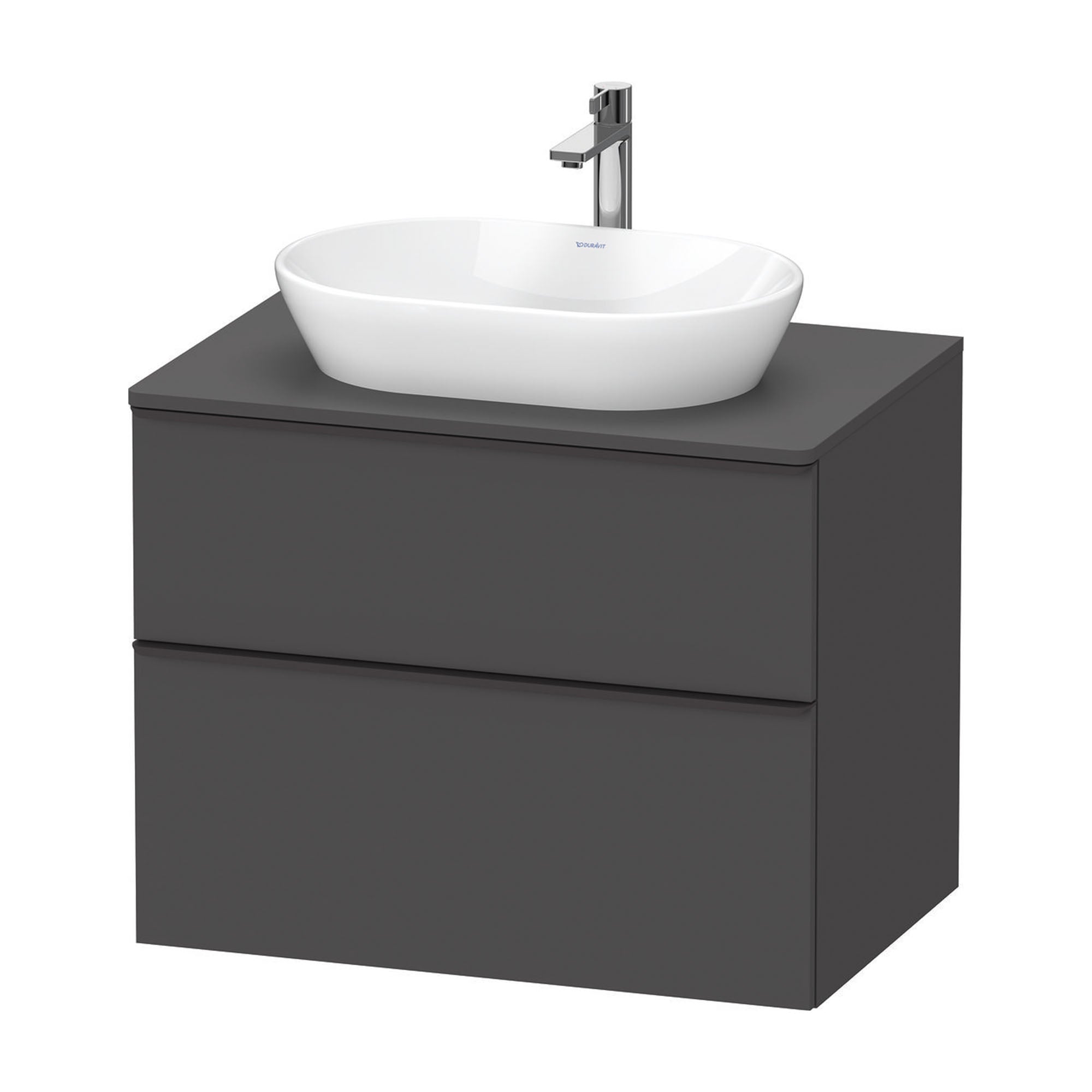 duravit d-neo 800 wall mounted vanity unit with worktop graphite matt diamond black handles