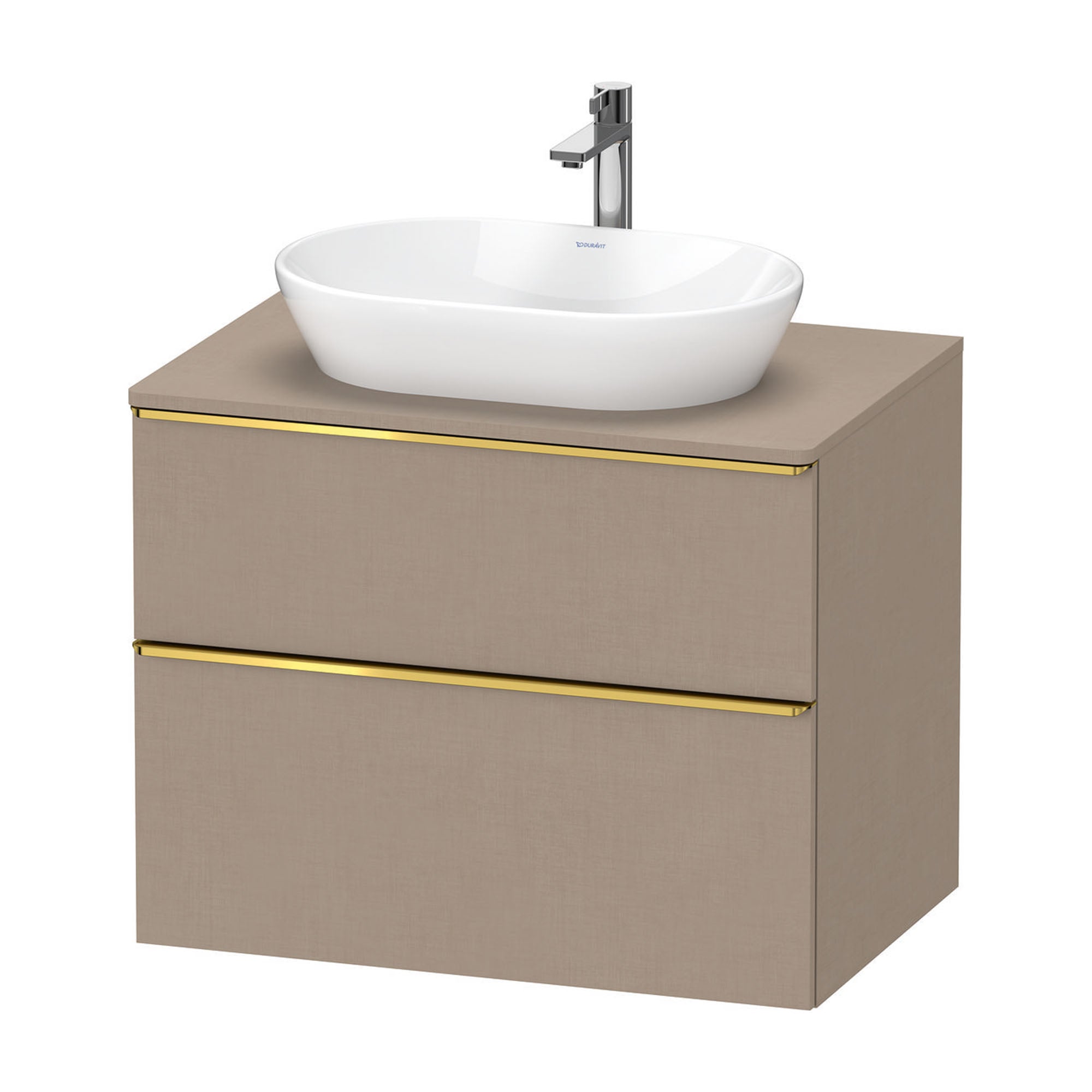 duravit d-neo 800 wall mounted vanity unit with worktop linen gold handles
