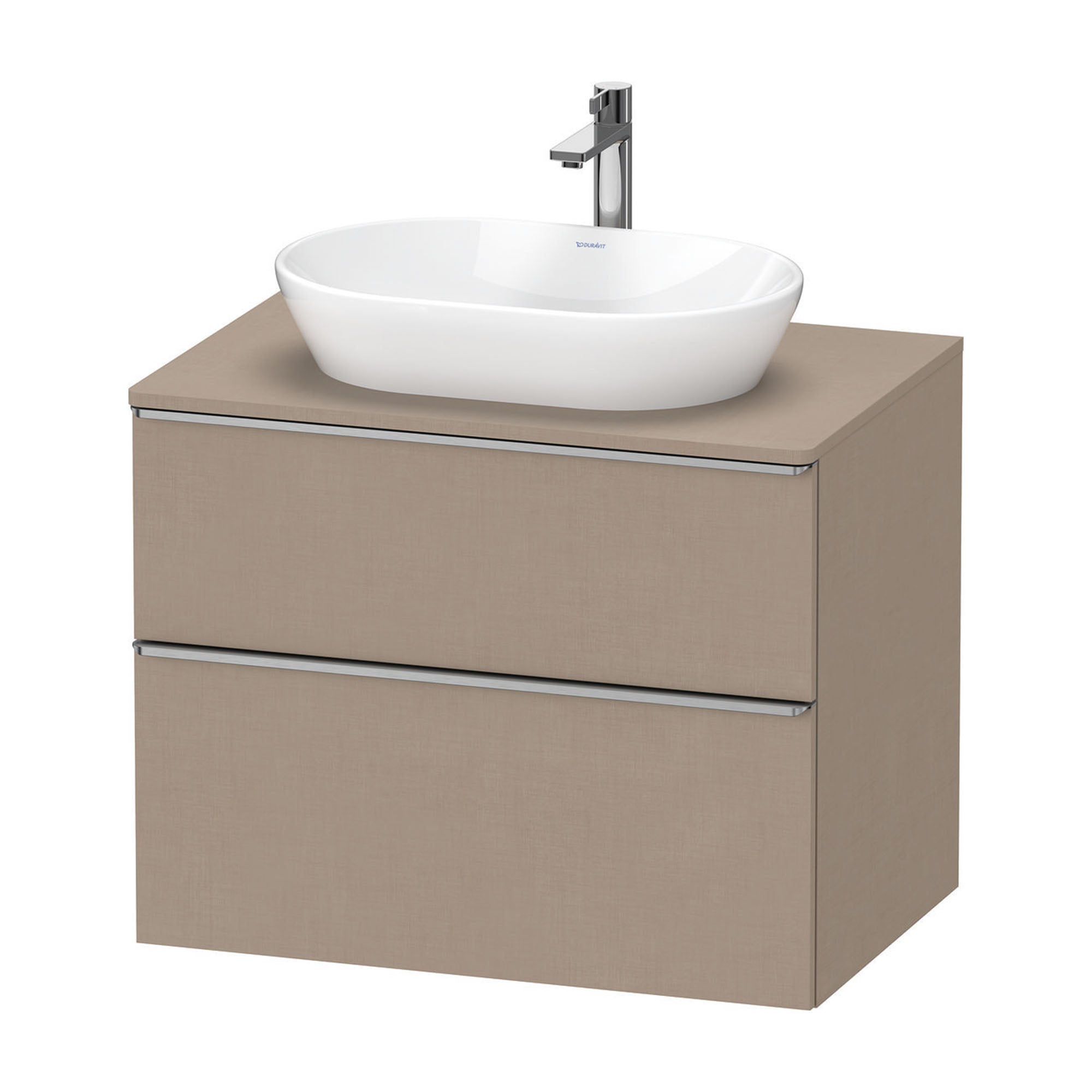 duravit d-neo 800 wall mounted vanity unit with worktop linen stainless steel handles
