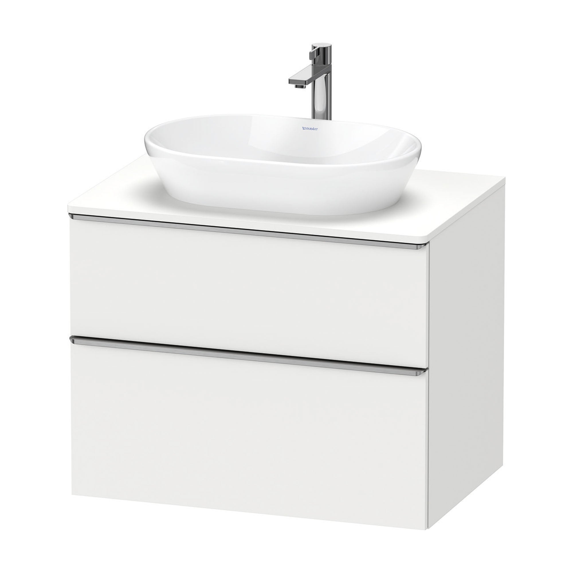duravit d-neo 800 wall mounted vanity unit with worktop matt white stainless steel handles