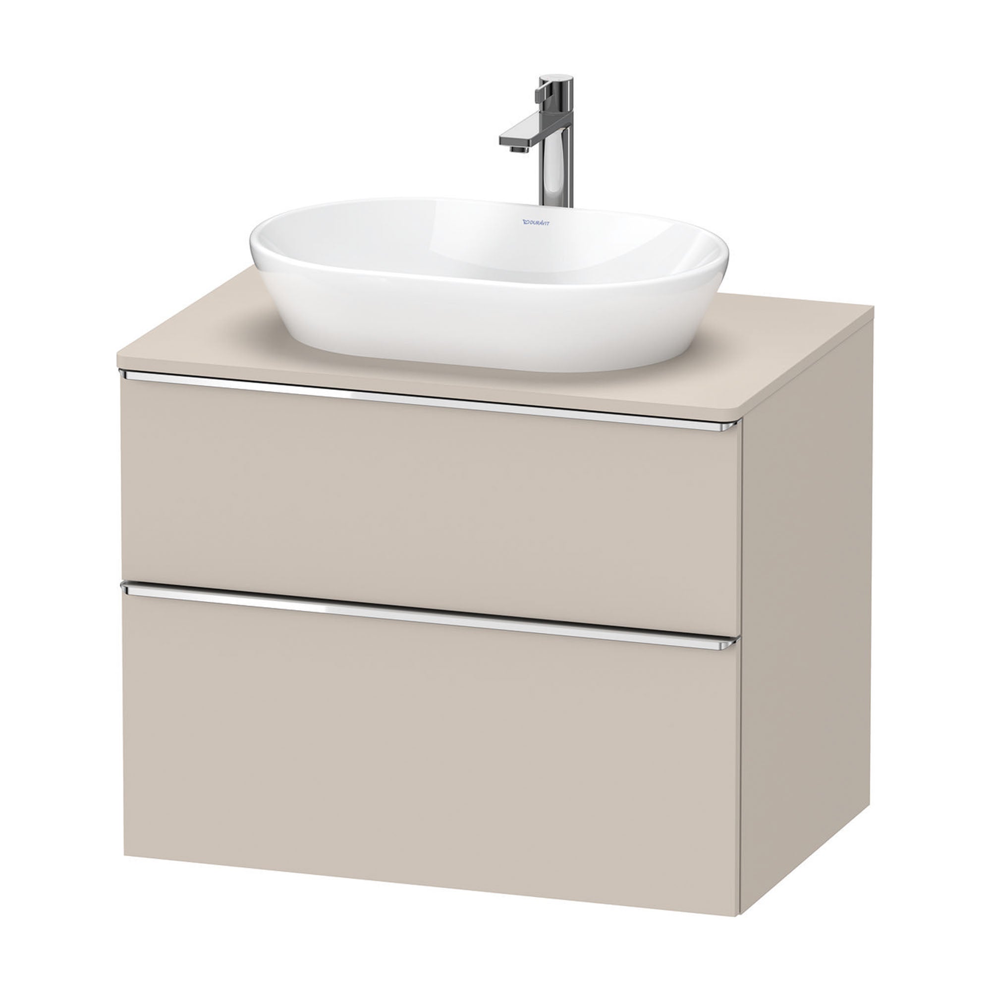 duravit d-neo 800 wall mounted vanity unit with worktop taupe chrome handles