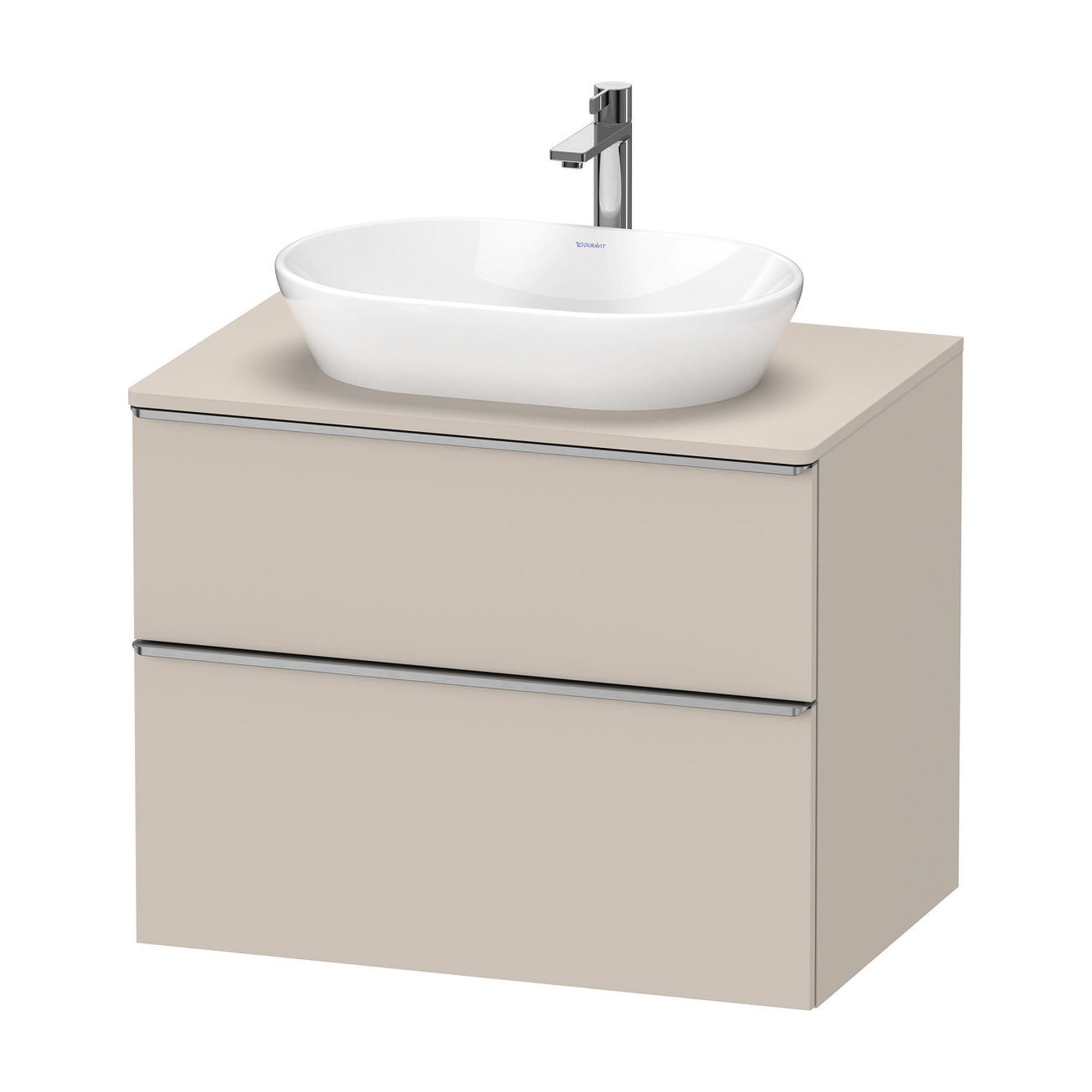 duravit d-neo 800 wall mounted vanity unit with worktop taupe stainless steel handles