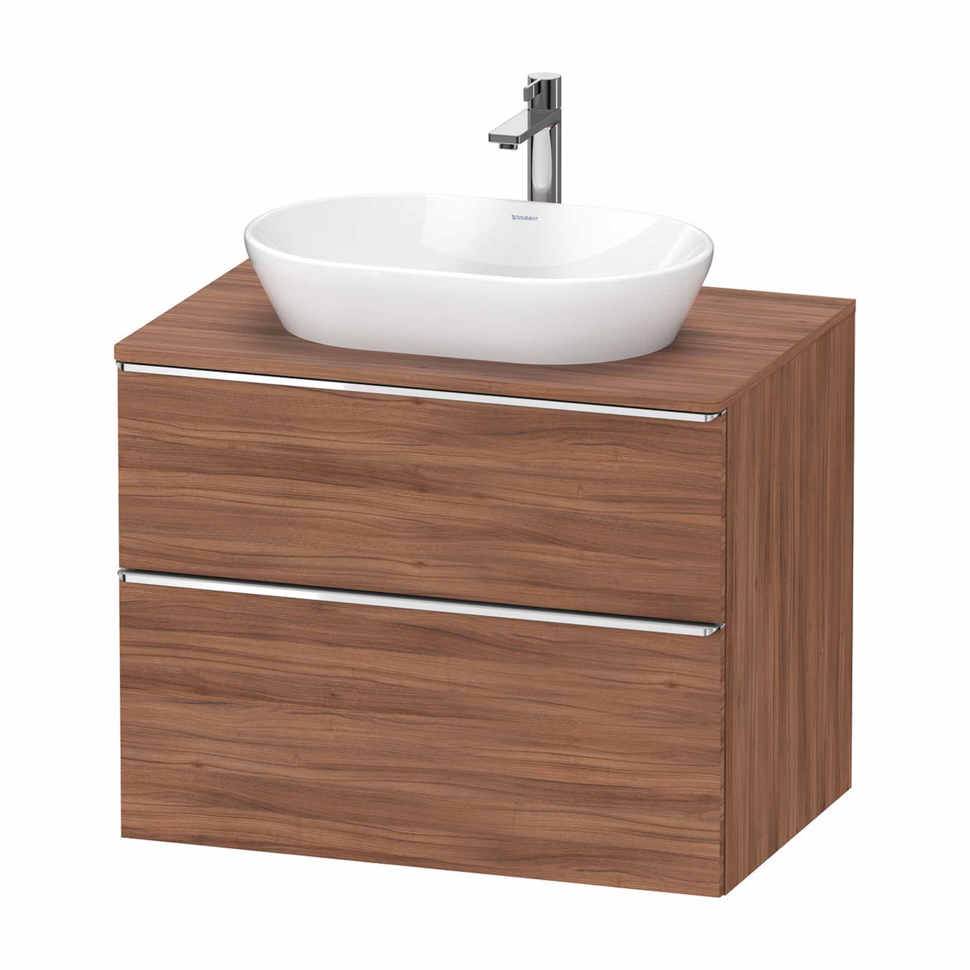duravit d-neo 800 wall mounted vanity unit with-worktop walnut chrome handles