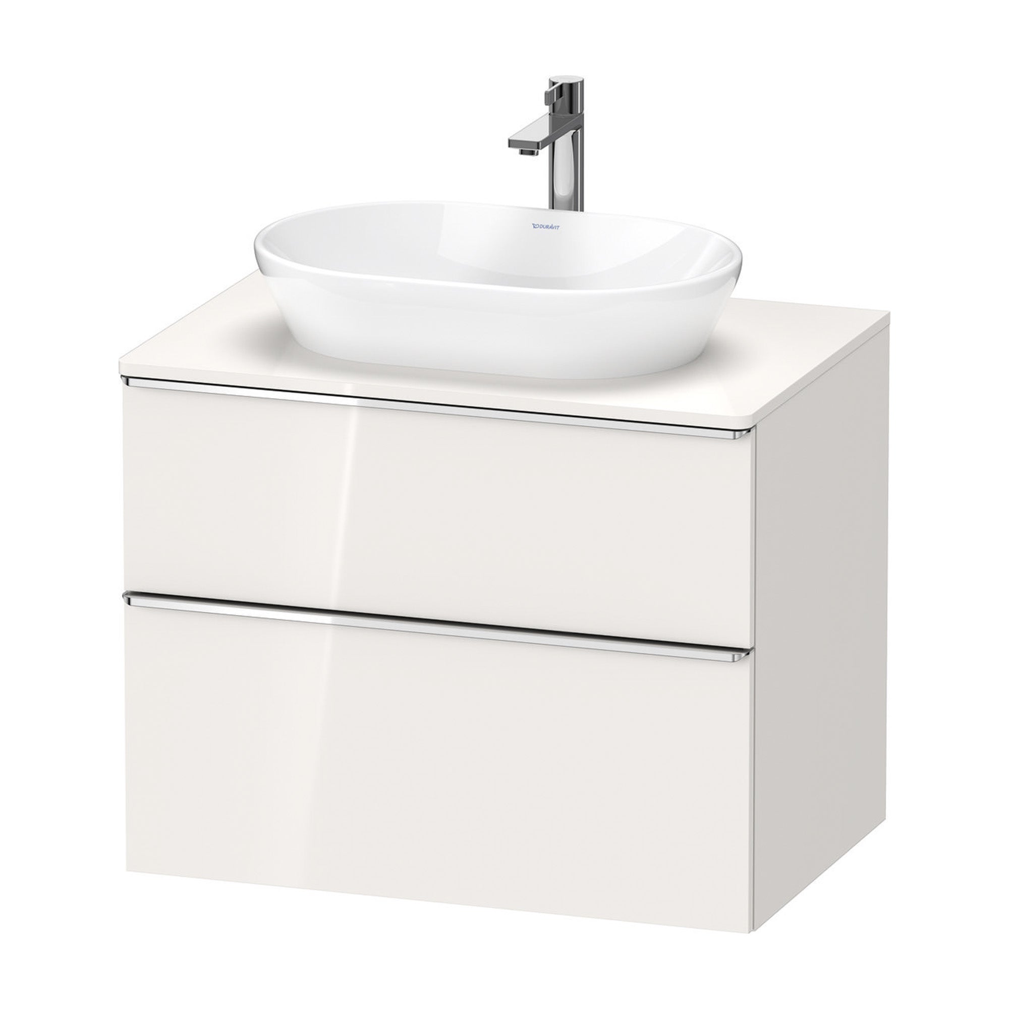 duravit d-neo 800 wall mounted vanity unit with worktop white gloss chrome handles