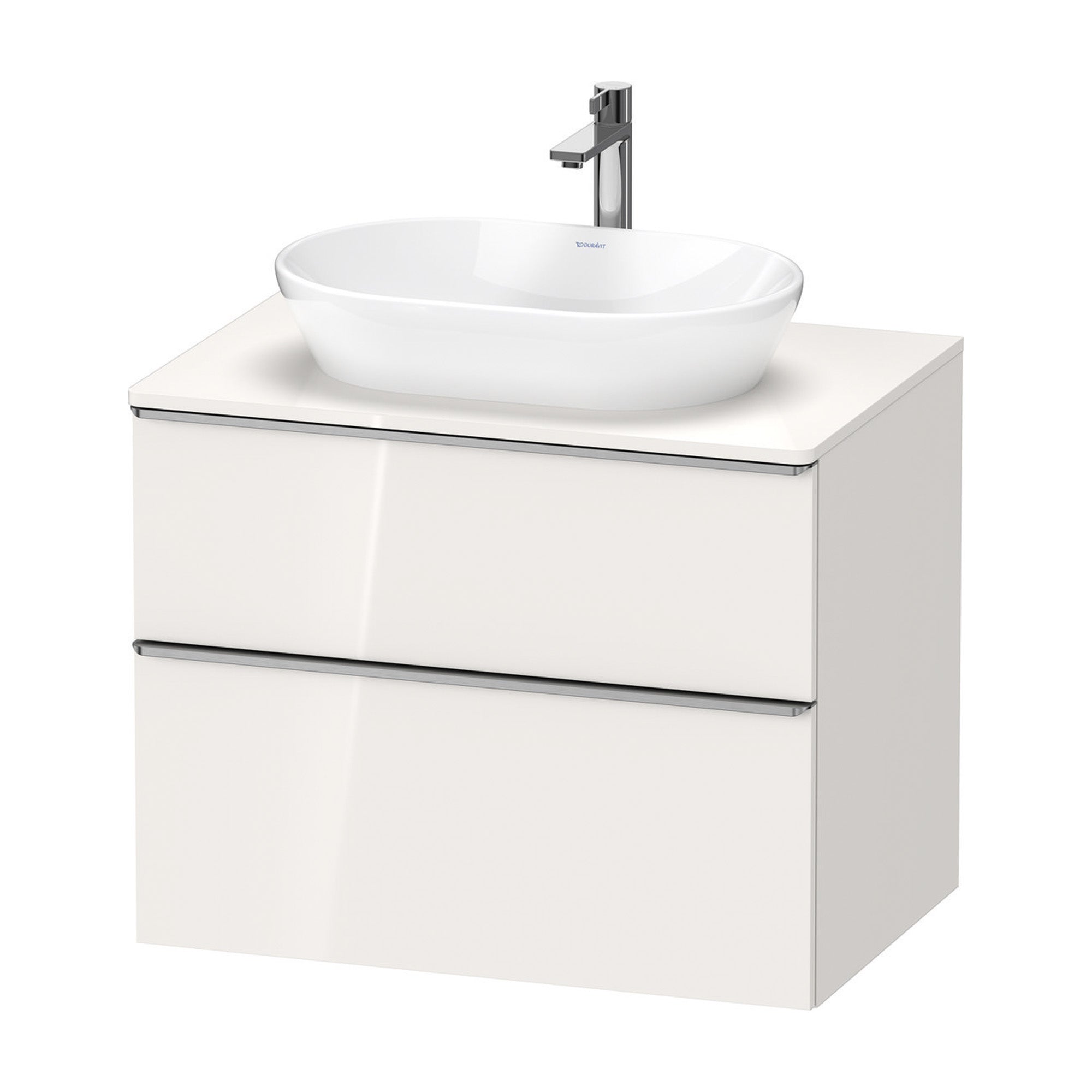 duravit d-neo 800 wall mounted vanity unit with worktop white gloss stainless steel handles
