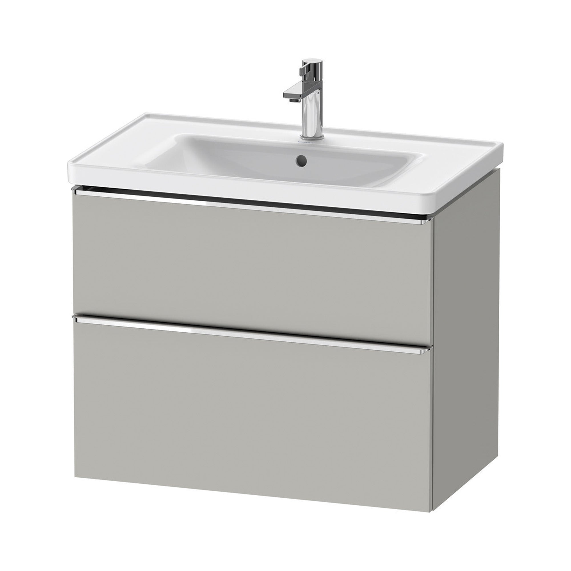 duravit d-neo 800mm wall mounted vanity unit with d-neo basin concrete grey chrome handles