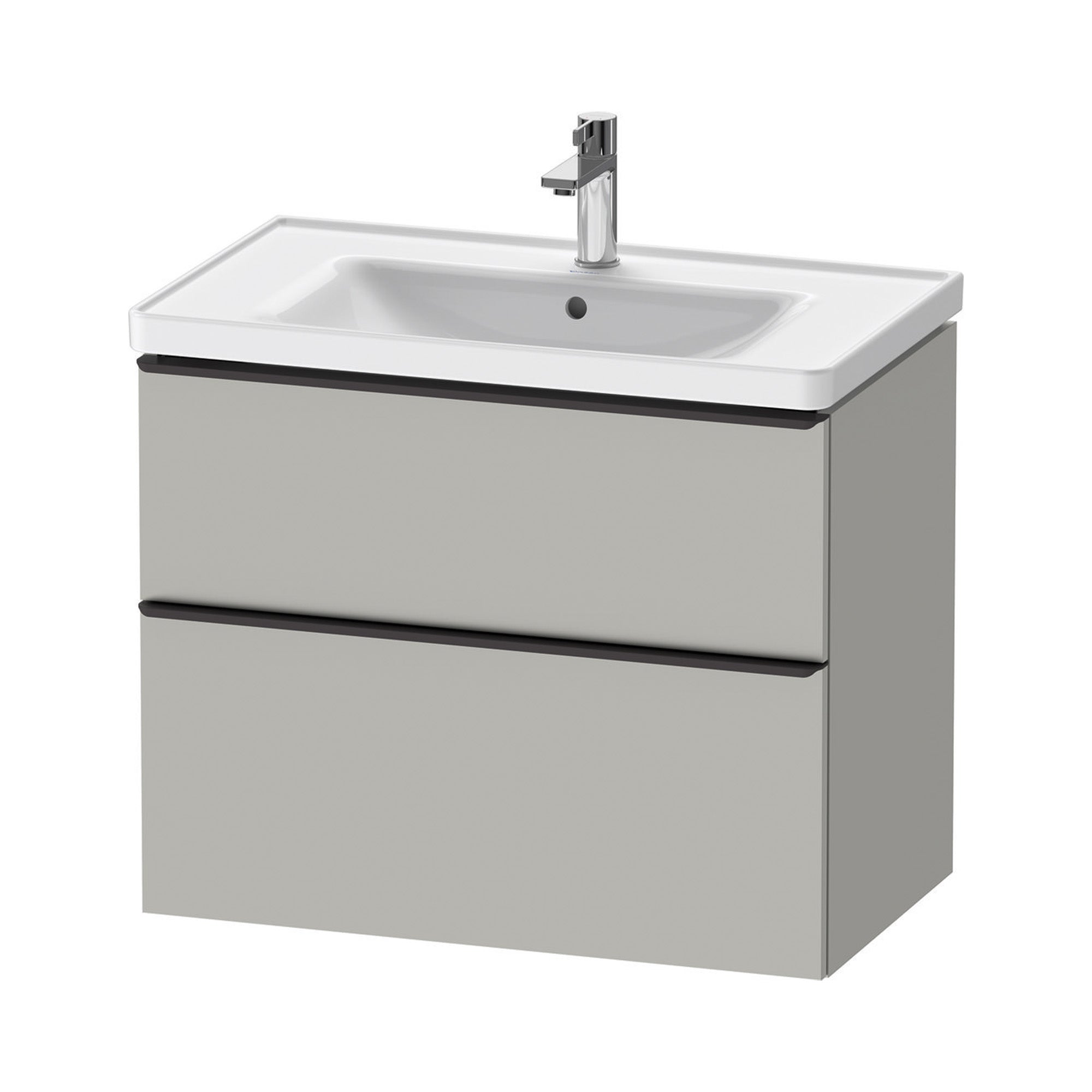 duravit d-neo 800mm wall mounted vanity unit with d-neo basin concrete grey diamond black handles