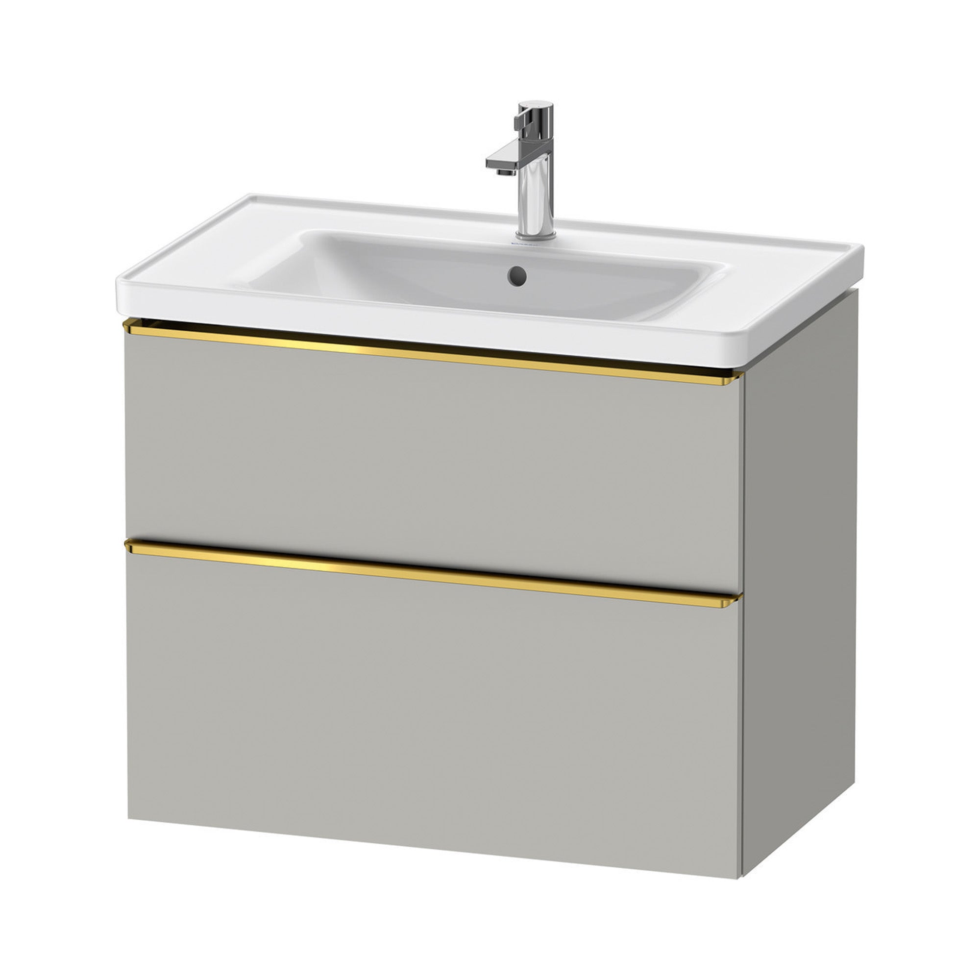 duravit d-neo 800mm wall mounted vanity unit with d-neo basin concrete grey gold handles