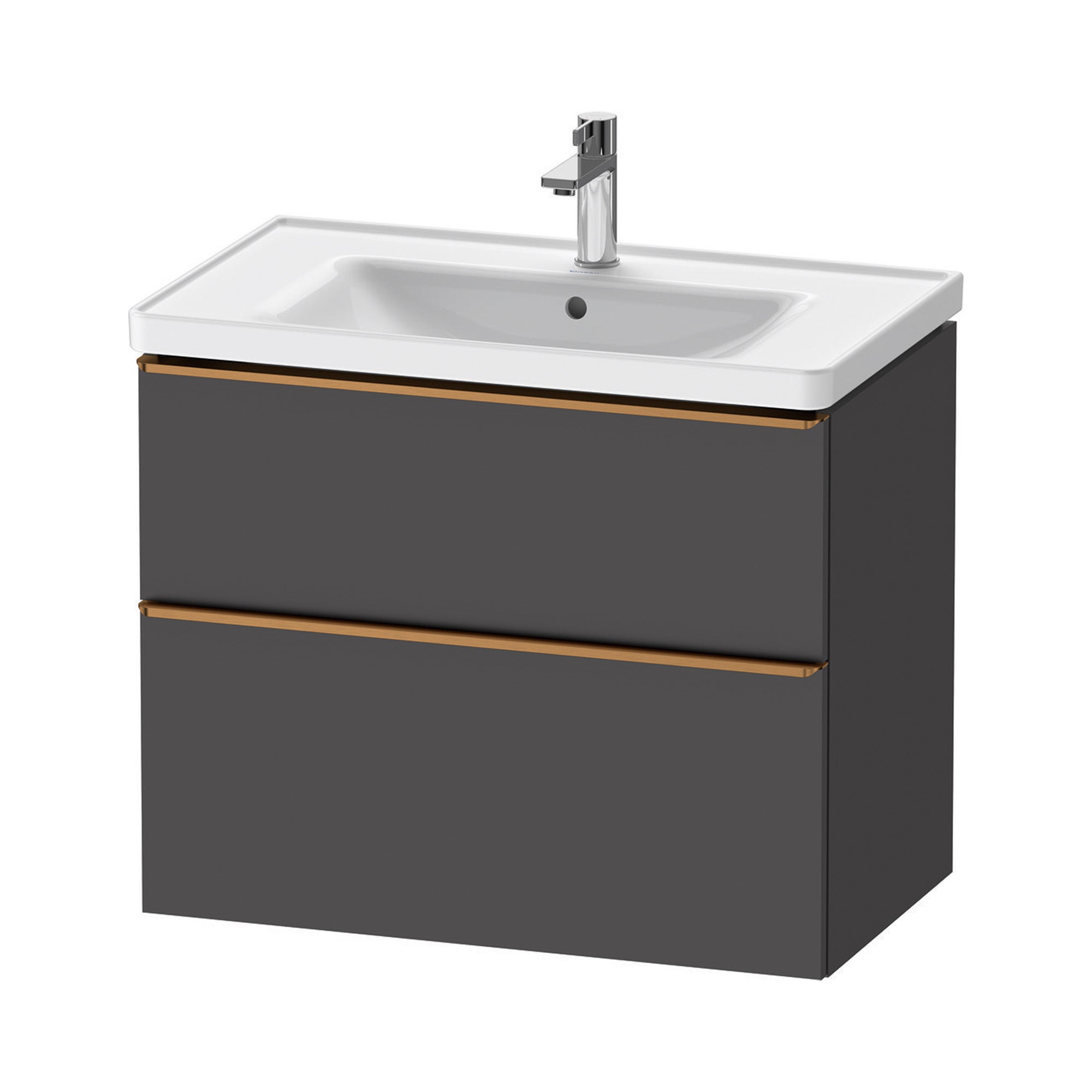 duravit d-neo 800mm wall mounted vanity unit with d-neo basin matt graphite brushed bronze handles