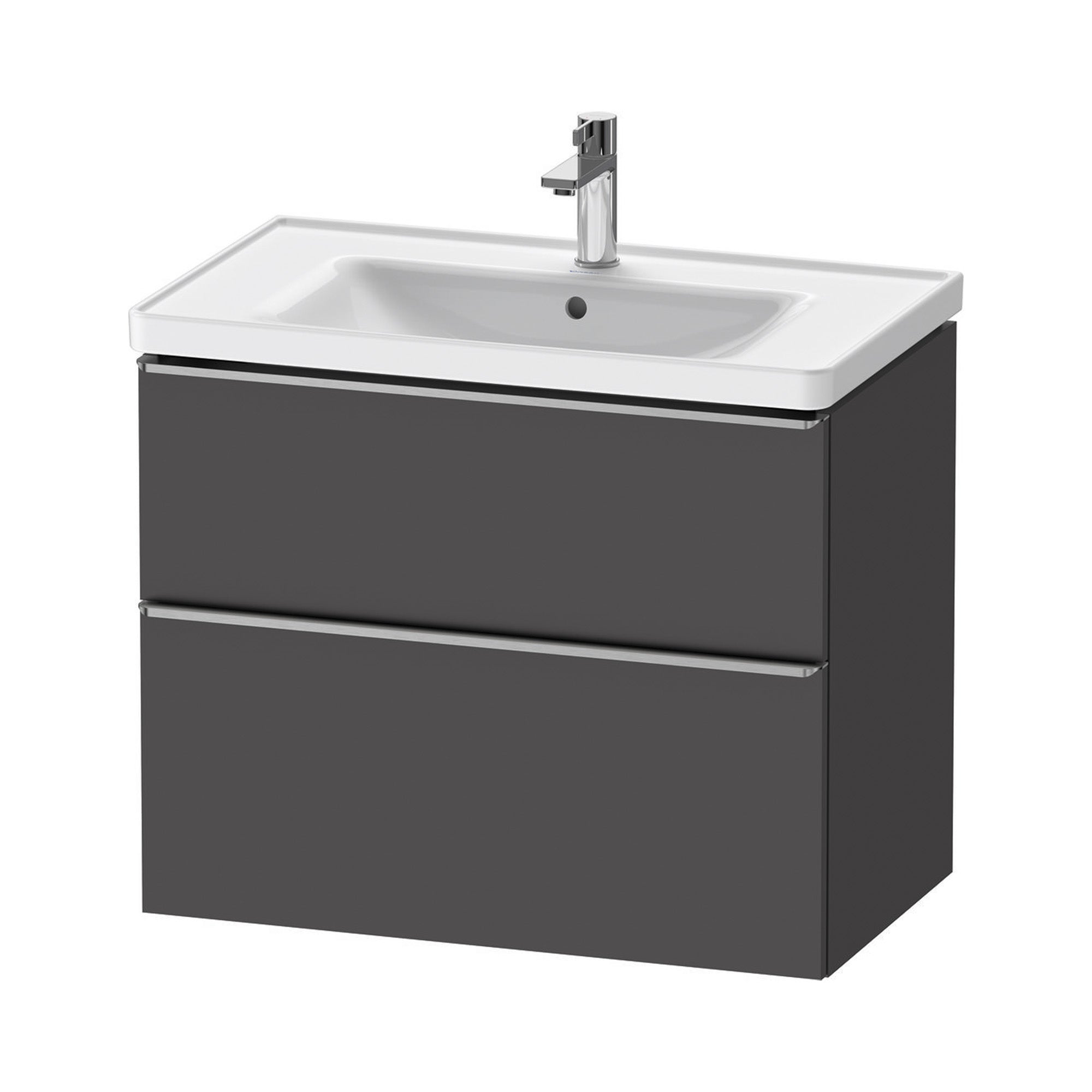 duravit d-neo 800mm wall mounted vanity unit with d-neo basin matt graphite stainless steel handles
