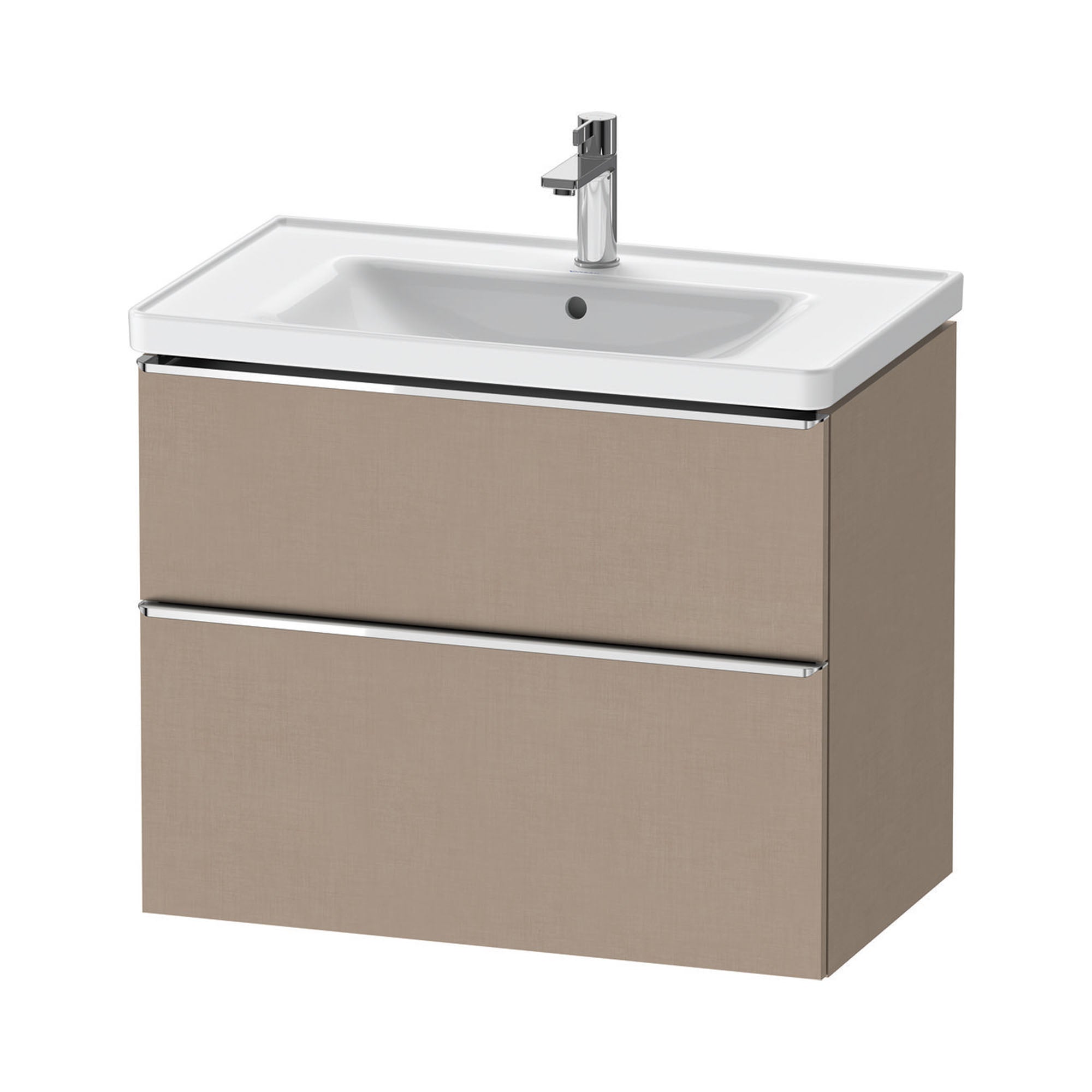 duravit d-neo 800mm wall mounted vanity unit with d-neo basin matt linen chrome handles