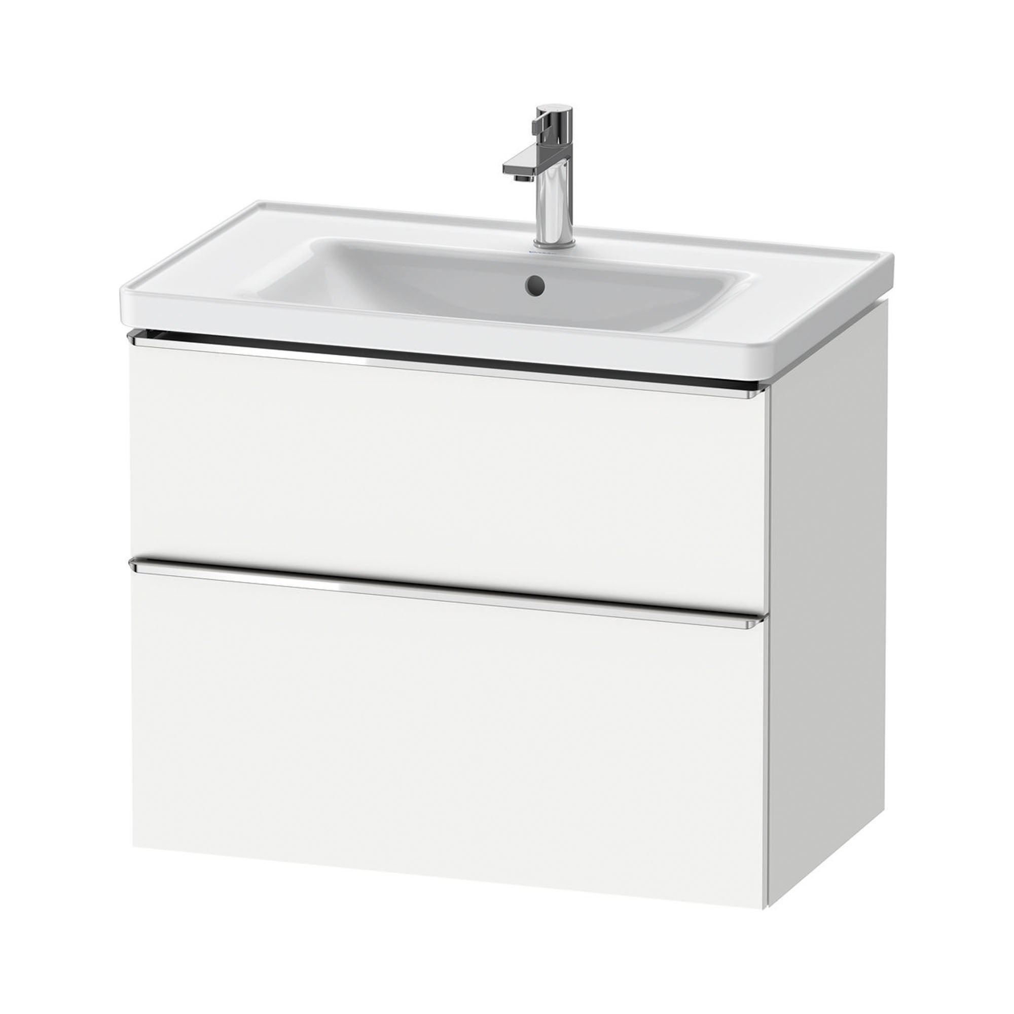 duravit d-neo 800mm wall mounted vanity unit with d-neo basin matt white chrome handles