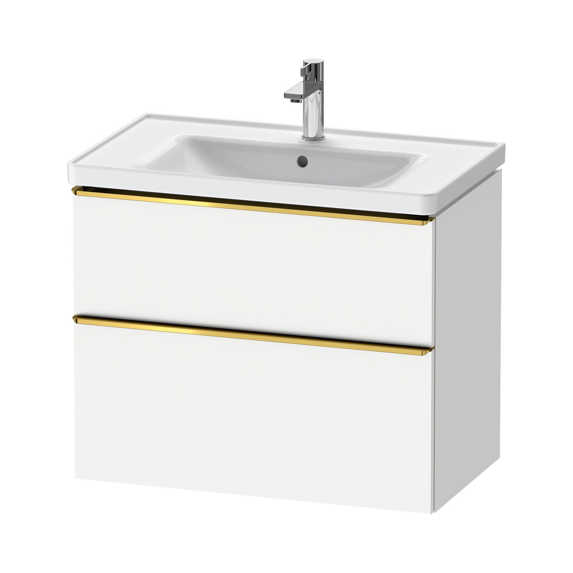 duravit d-neo 800mm wall mounted vanity unit with d-neo basin matt white gold handles