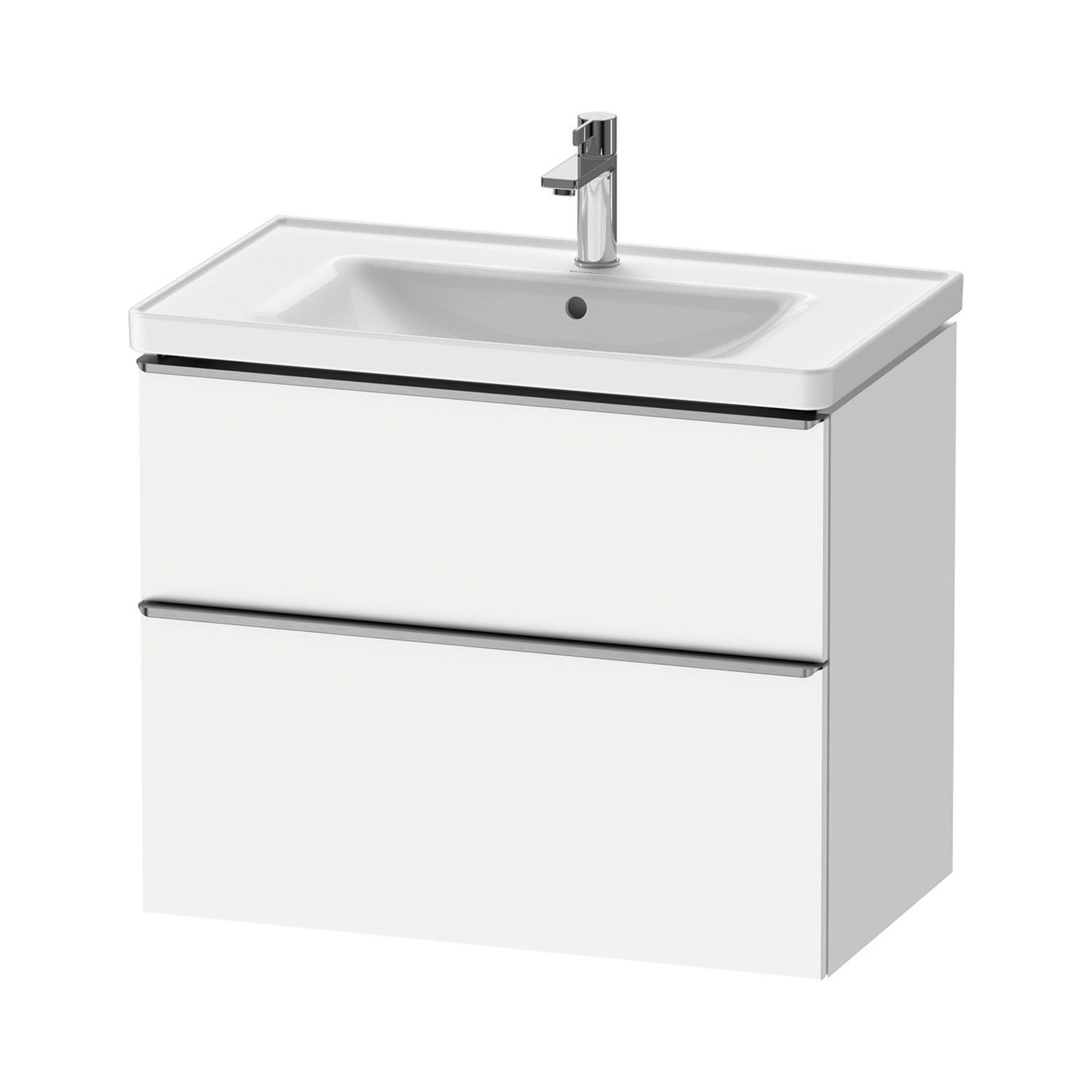 duravit d-neo 800mm wall mounted vanity unit with d-neo basin matt white stainless steel handles