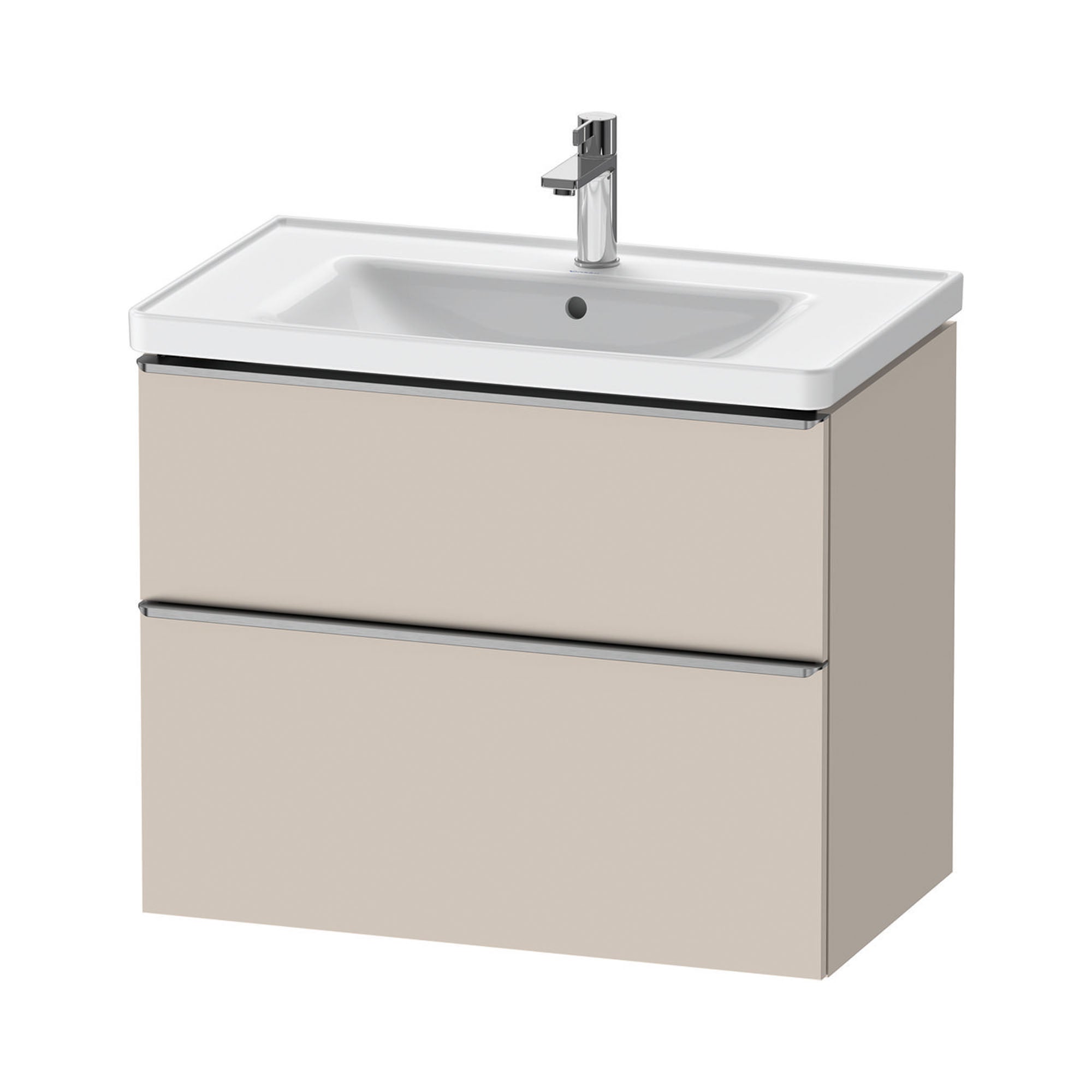 duravit d-neo 800mm wall mounted vanity unit with d-neo basin taupe stainless steel handles