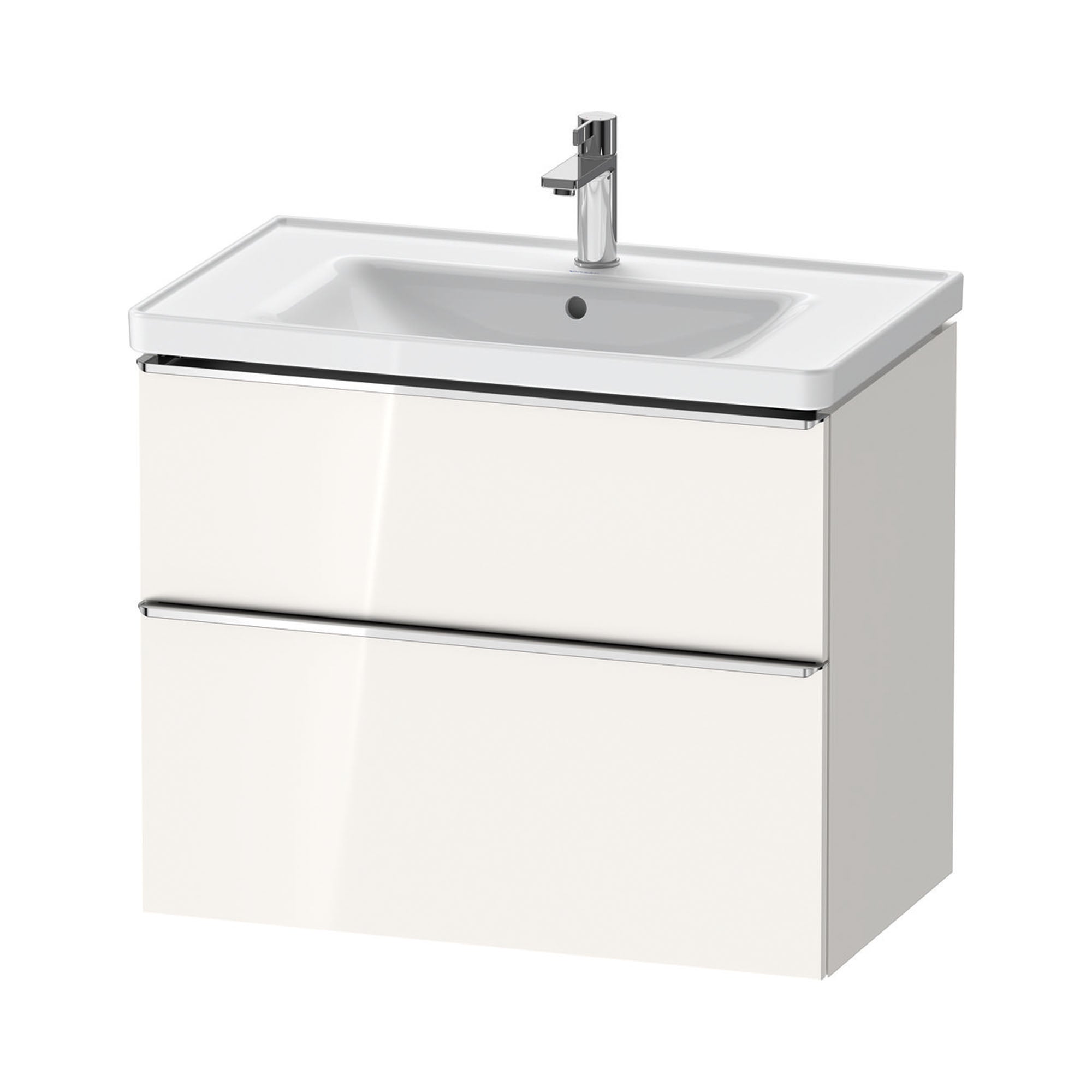 duravit d-neo 800mm wall mounted vanity unit with d-neo basin gloss white chrome handles