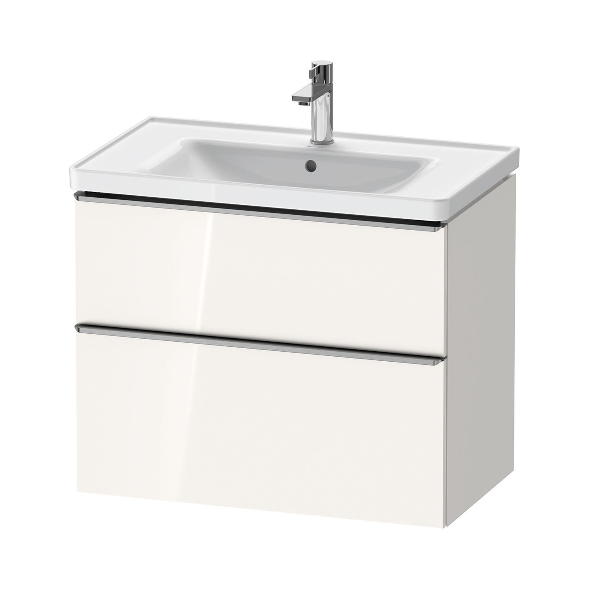 duravit d-neo 800mm wall mounted vanity unit with d-neo basin gloss white stainless steel handles