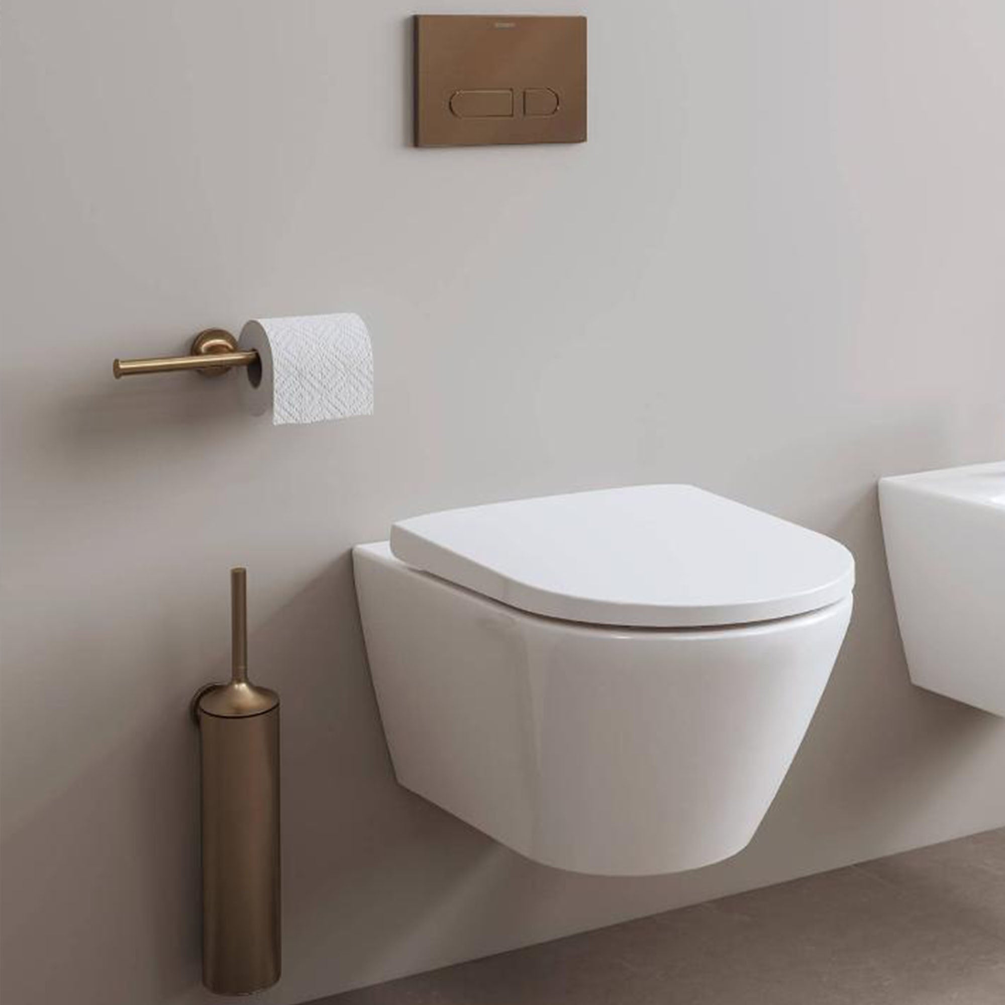 duravit starck t wall mounted toilet brush holder brushed bronze