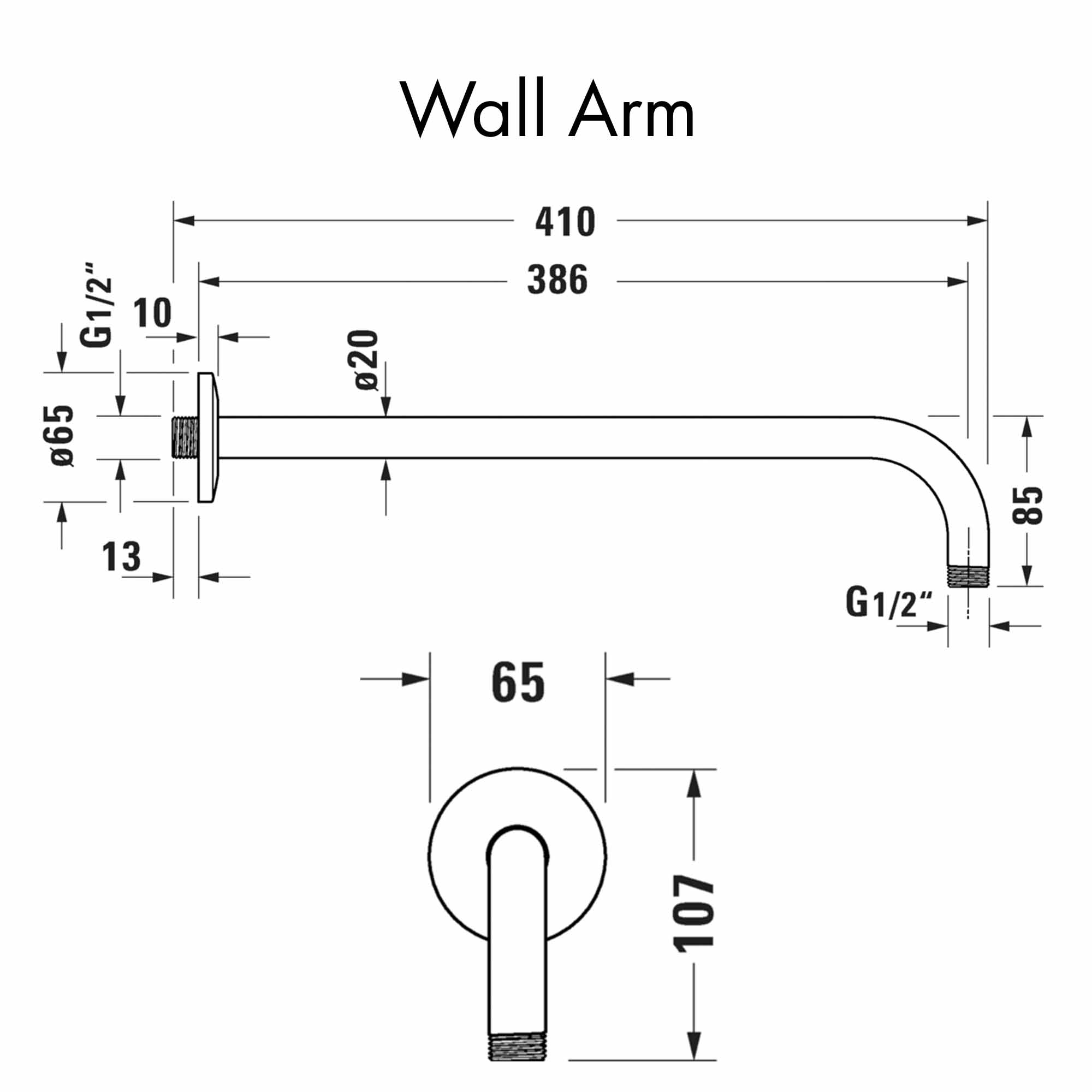 duravit wall mounted shower arm dimensions