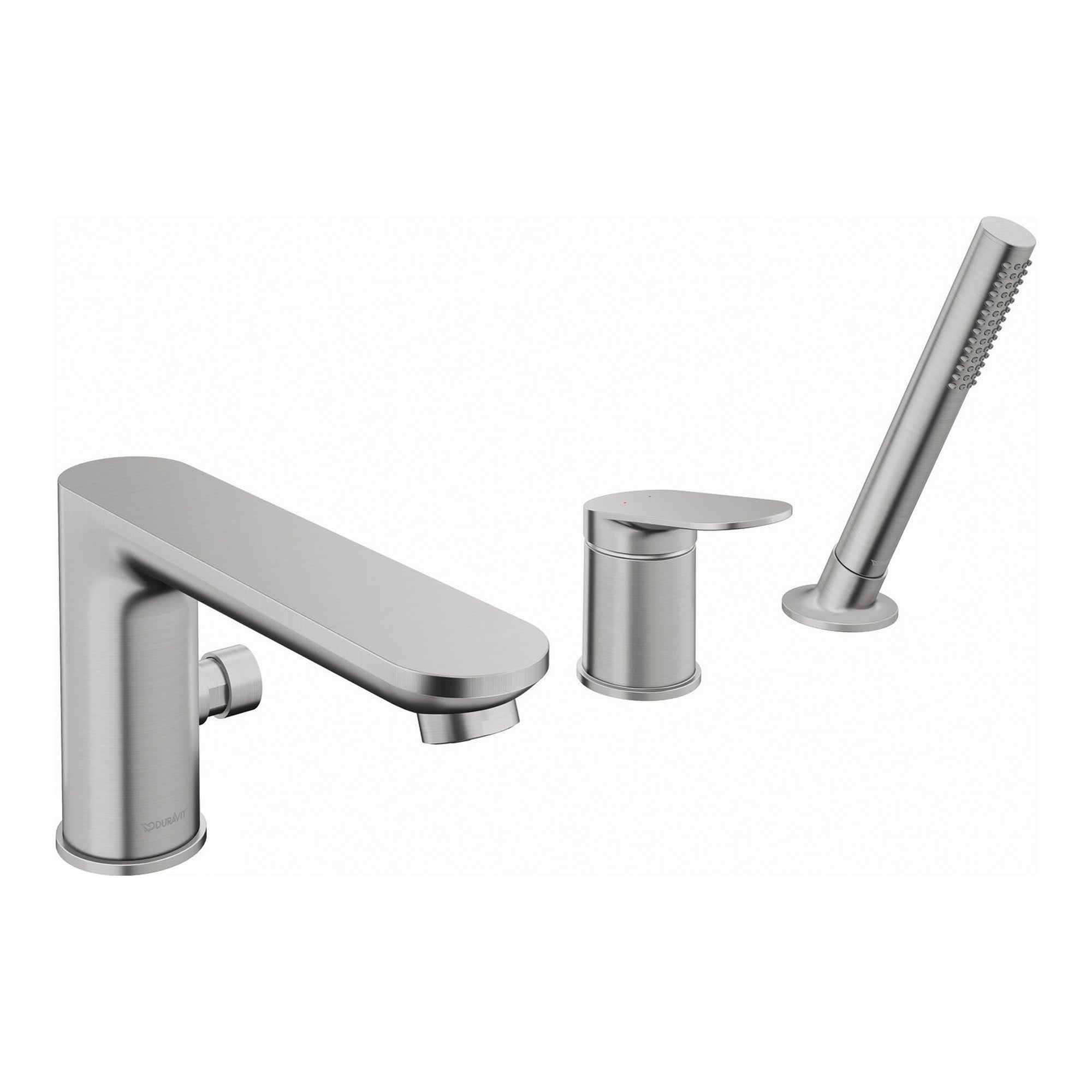 duravit wave 3 hole deck mounted bath shower mixer brushed stainless steel