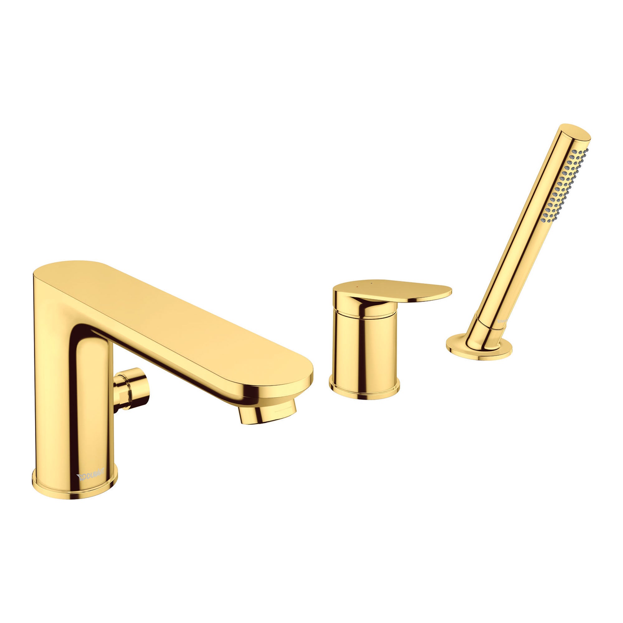 duravit wave 3 hole deck mounted bath shower mixer polished gold