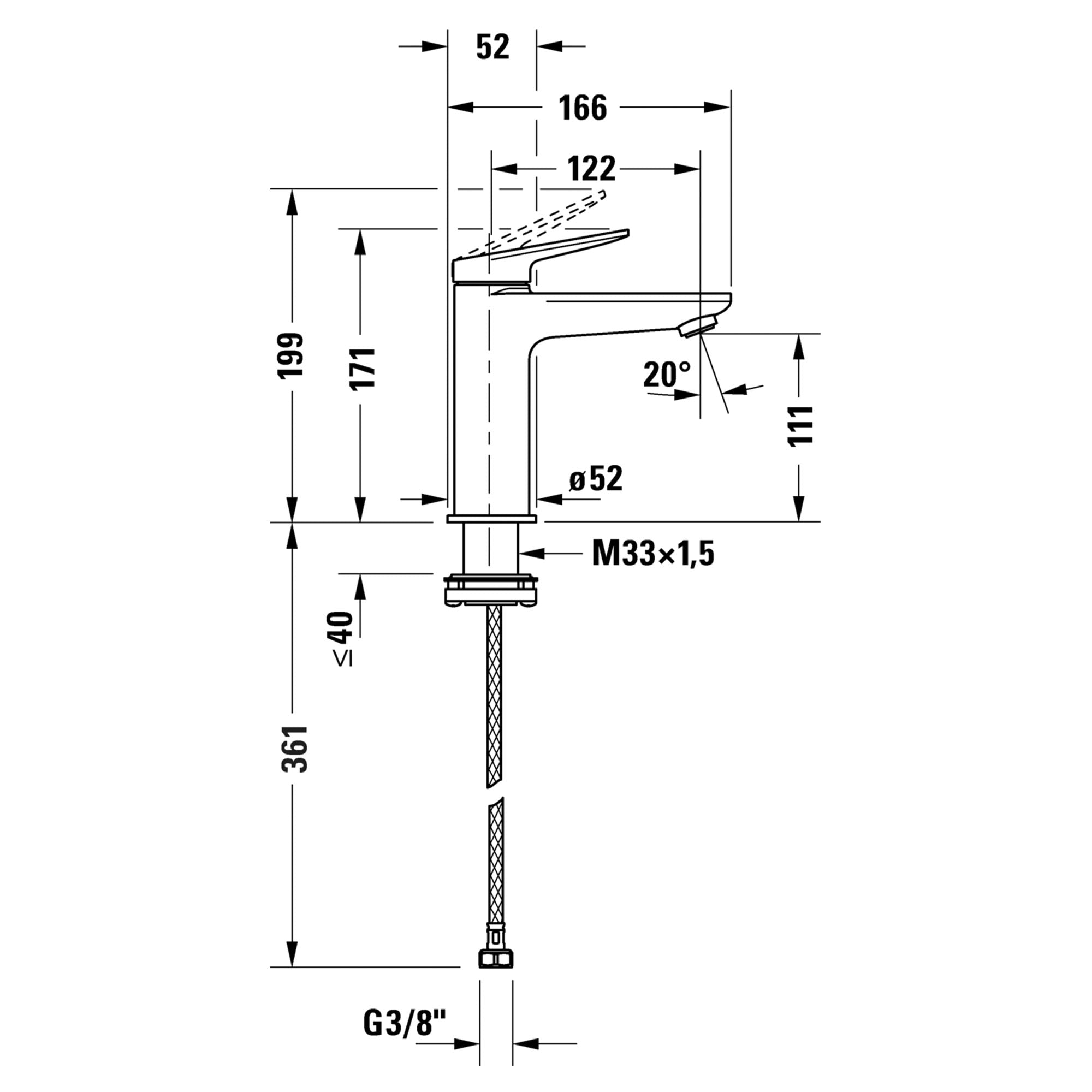 duravit wave single lever basin mixer dimensions