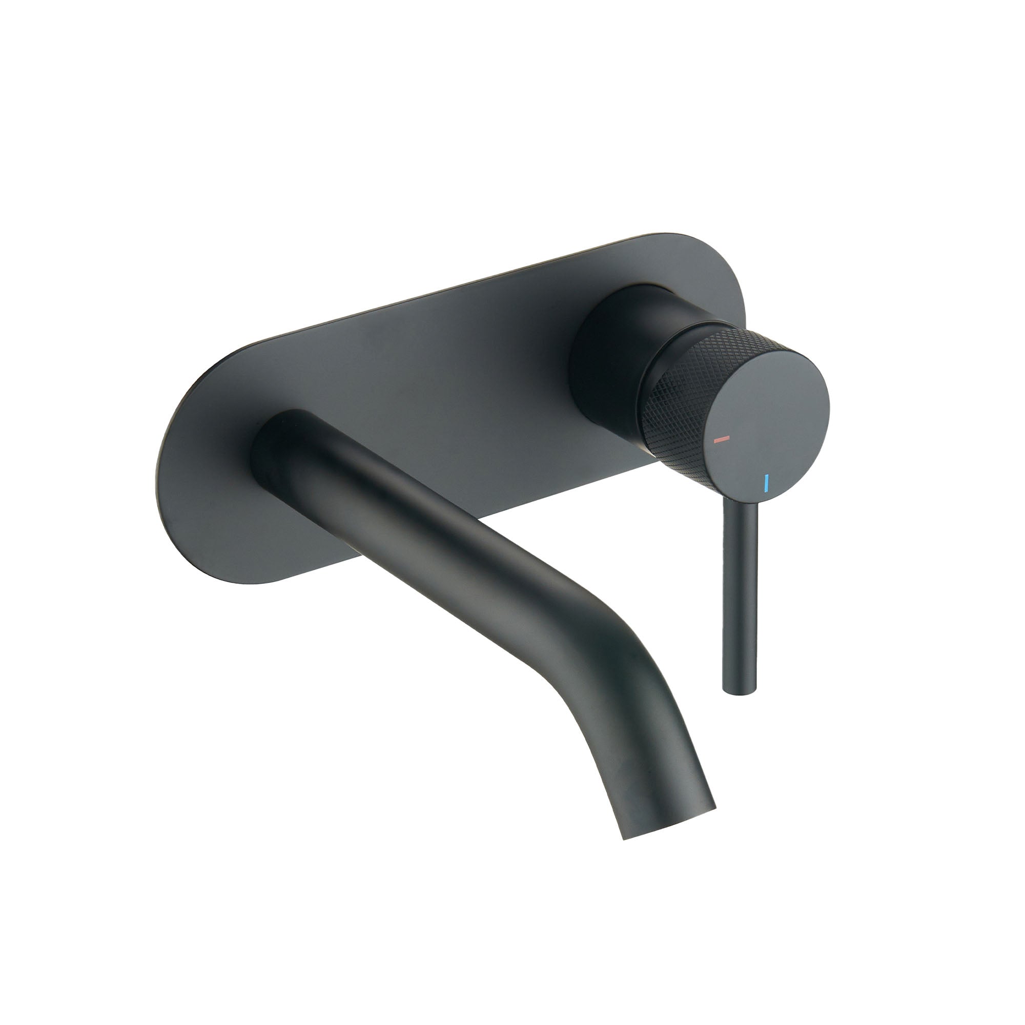 elliot 2 hole wall mounted round eco basin mixer matt black