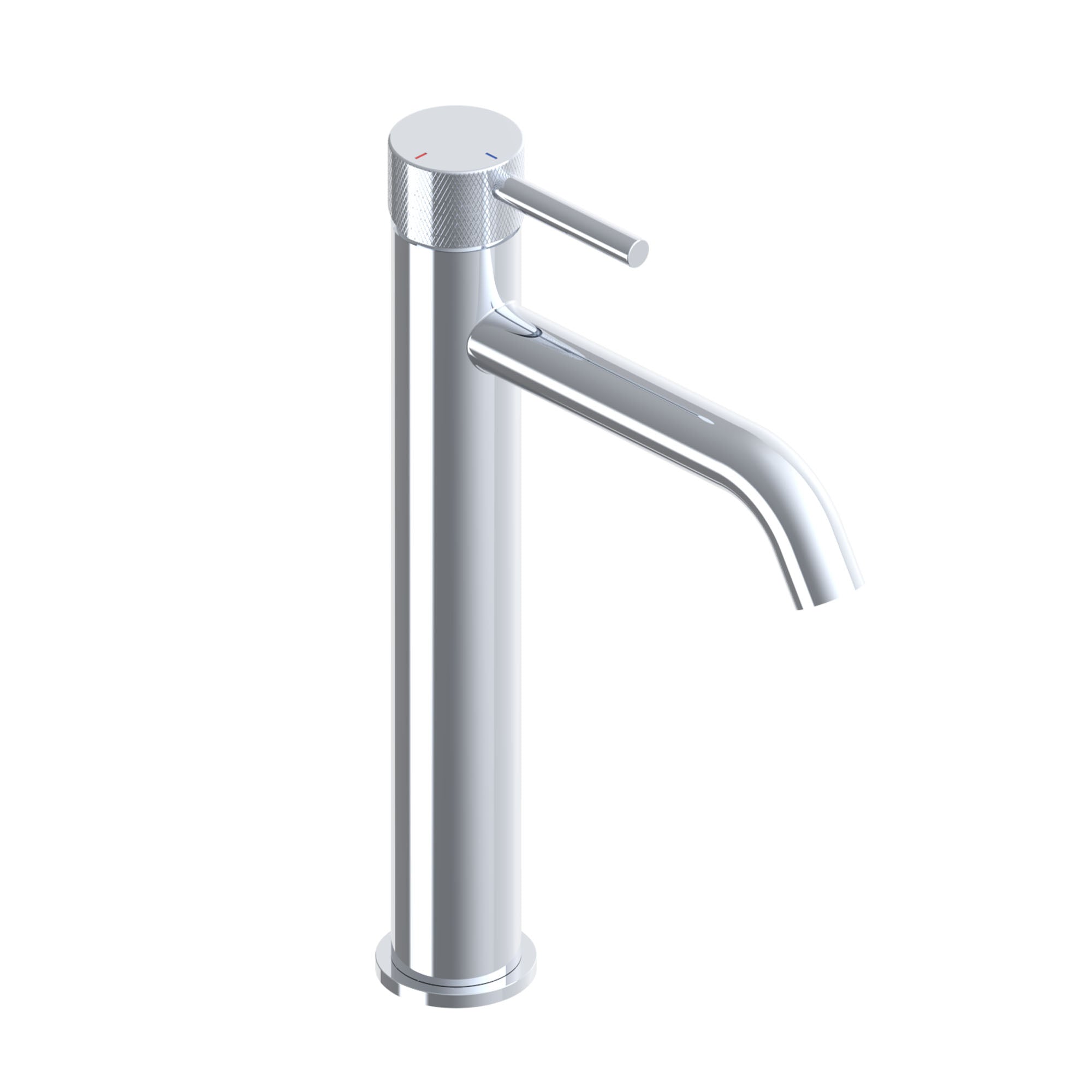 elliot round eco lever knurled tall basin mixer chrome