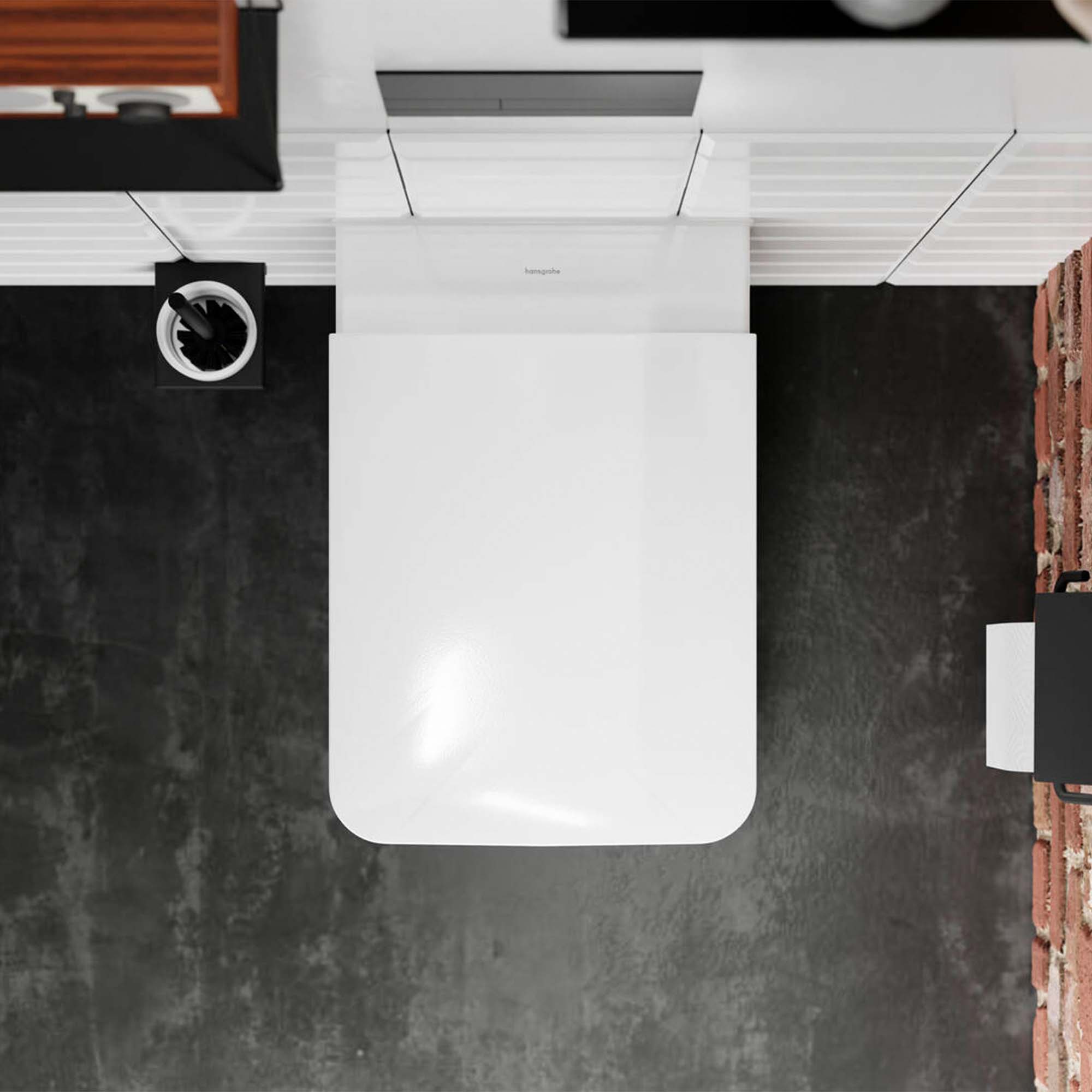 elupura qube rimless wall mounted wc pan with soft close seat white gloss