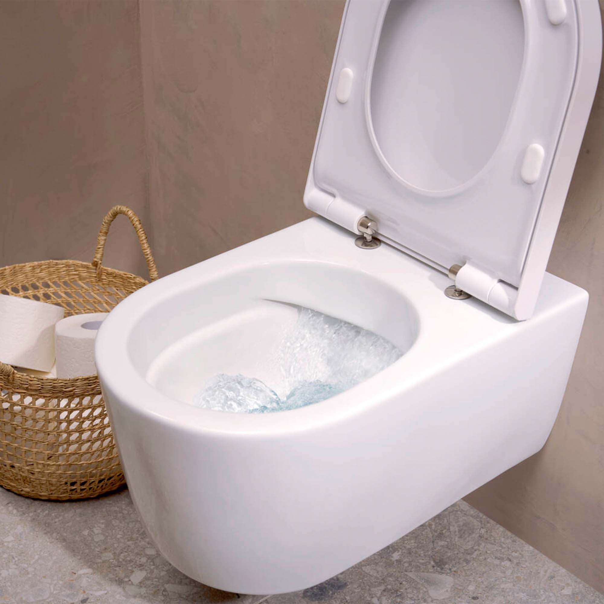 elupura s rimless wall mounted wc pan with soft close seat white gloss