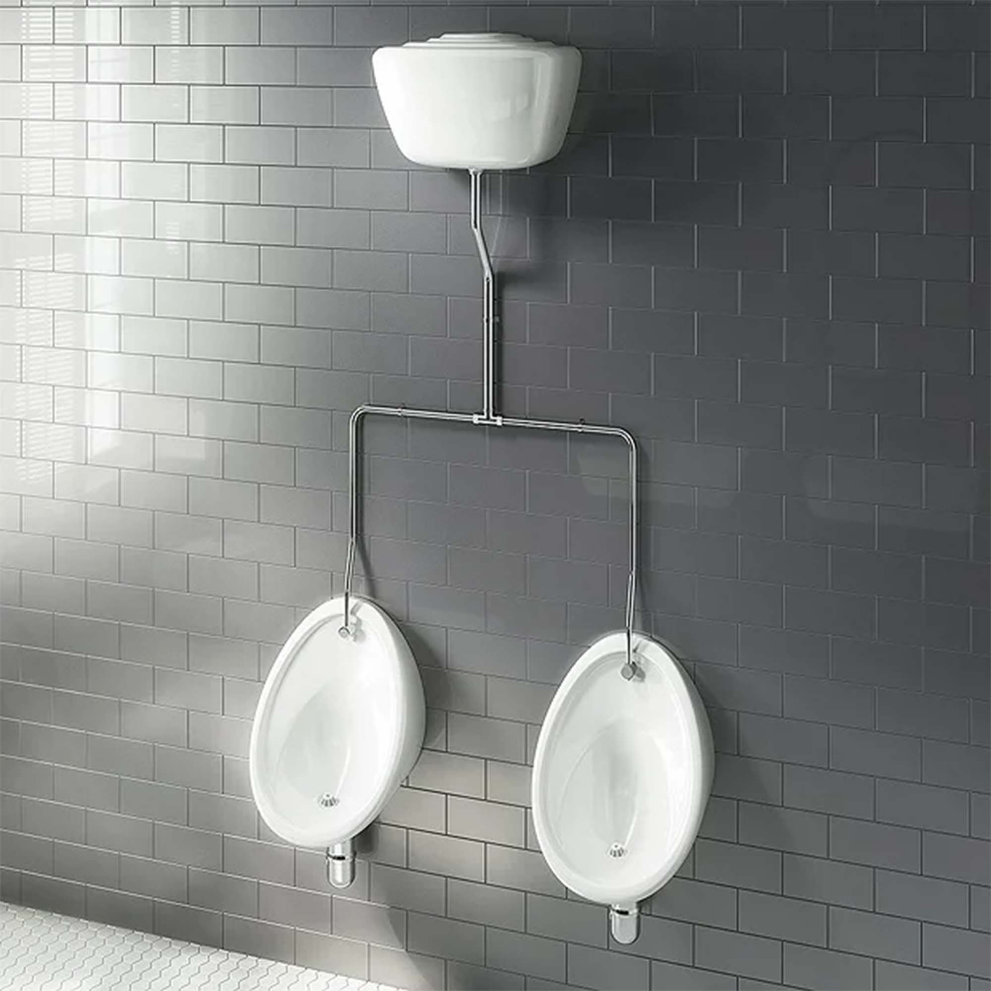 exposed urinal pack 2x500mm urinal bowls with 9l ceramic cistern