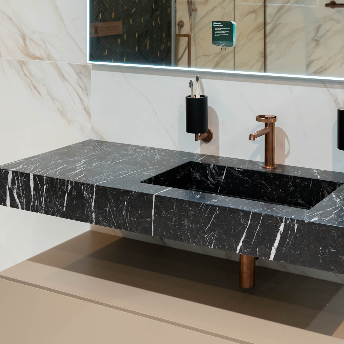 Fiora Pure Designer Floating Tabletop Console with Built-In Basin