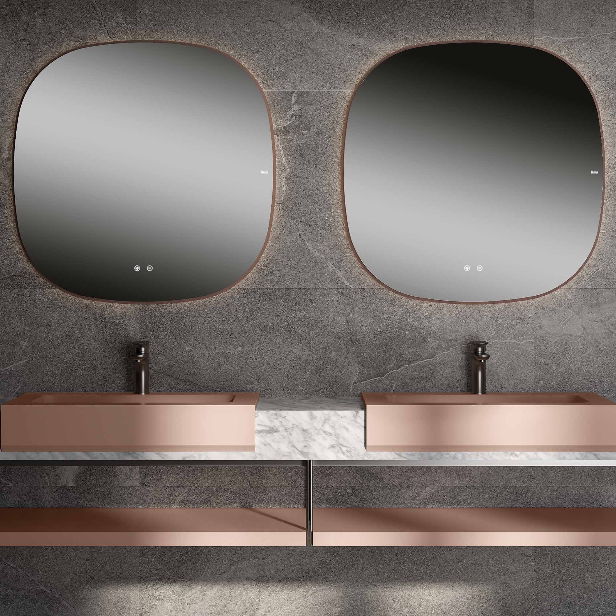 fiora shape led illuminated bathroom mirror
