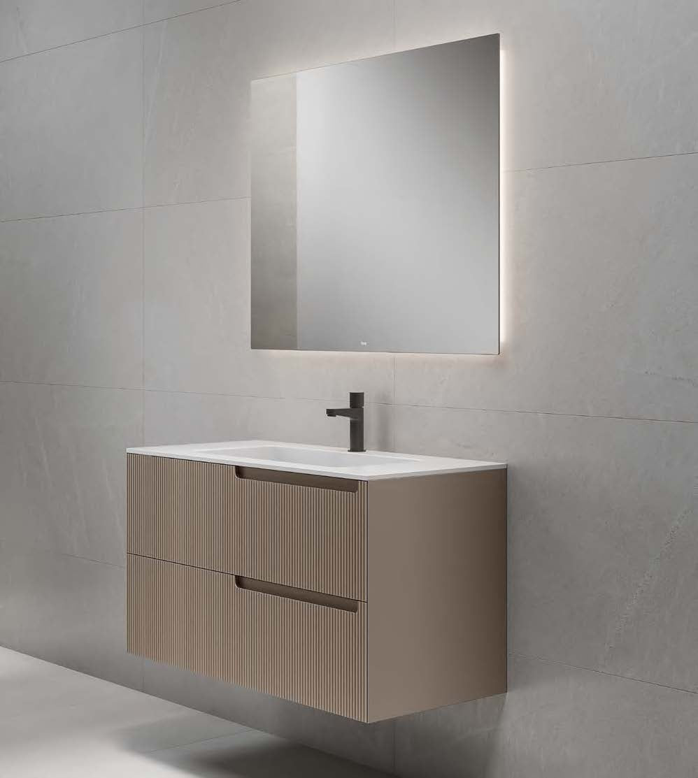 Fiora Synergy Designer Wall Mounted 2-Drawer Vanity Unit with Solid Surface Basin