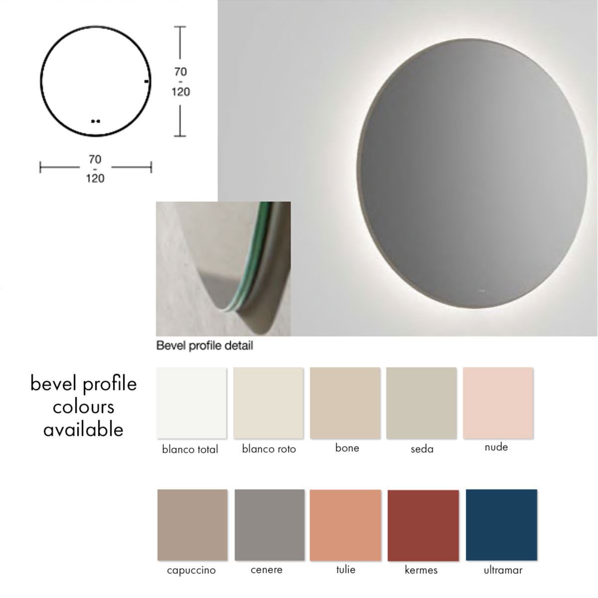 Fiora Tondo LED Illuminated Round Bathroom Mirror