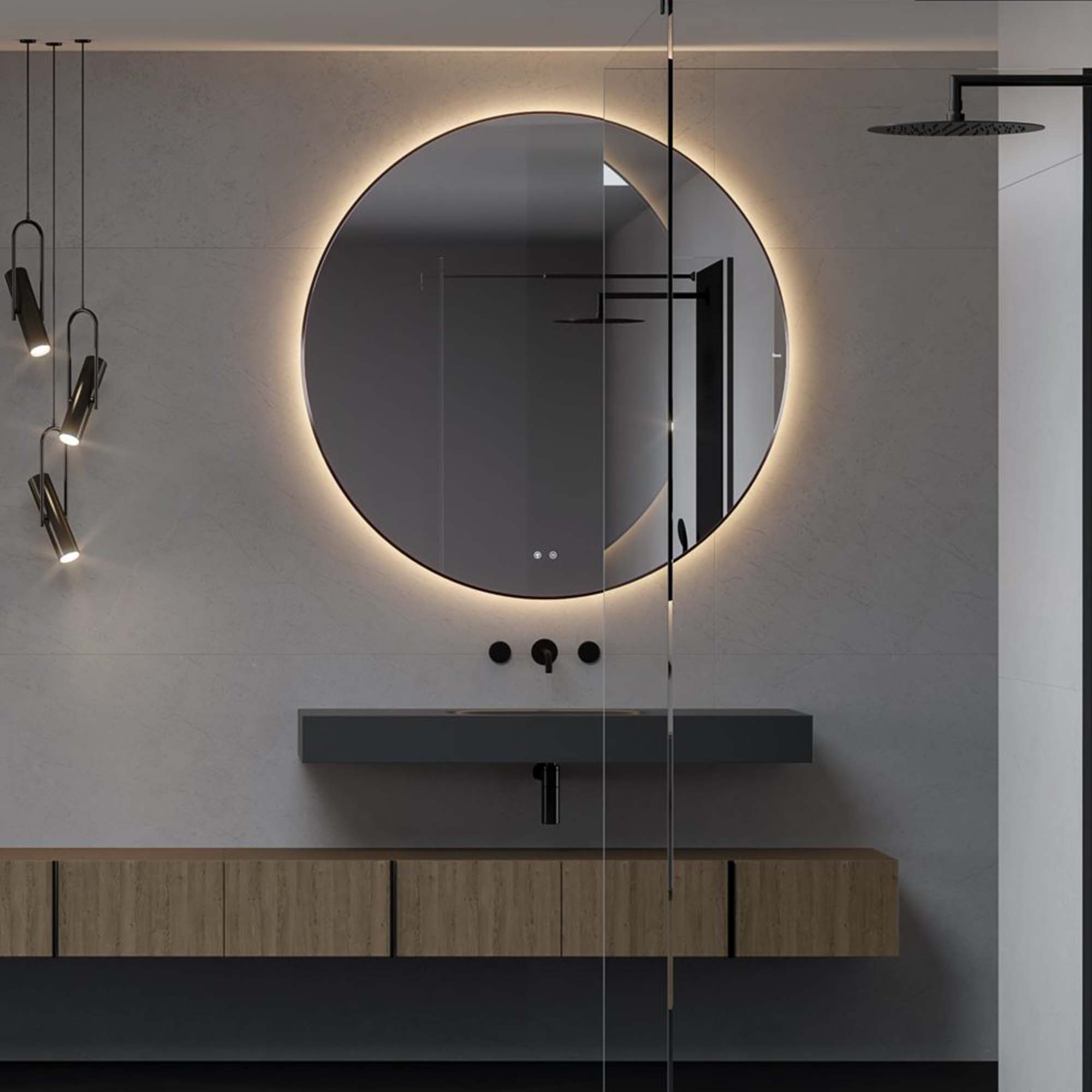 Fiora Tondo LED Illuminated Round Bathroom Mirror