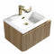 florence 600mm country oak fluted wall mounted vanity unit with matt white poly marble washbasin