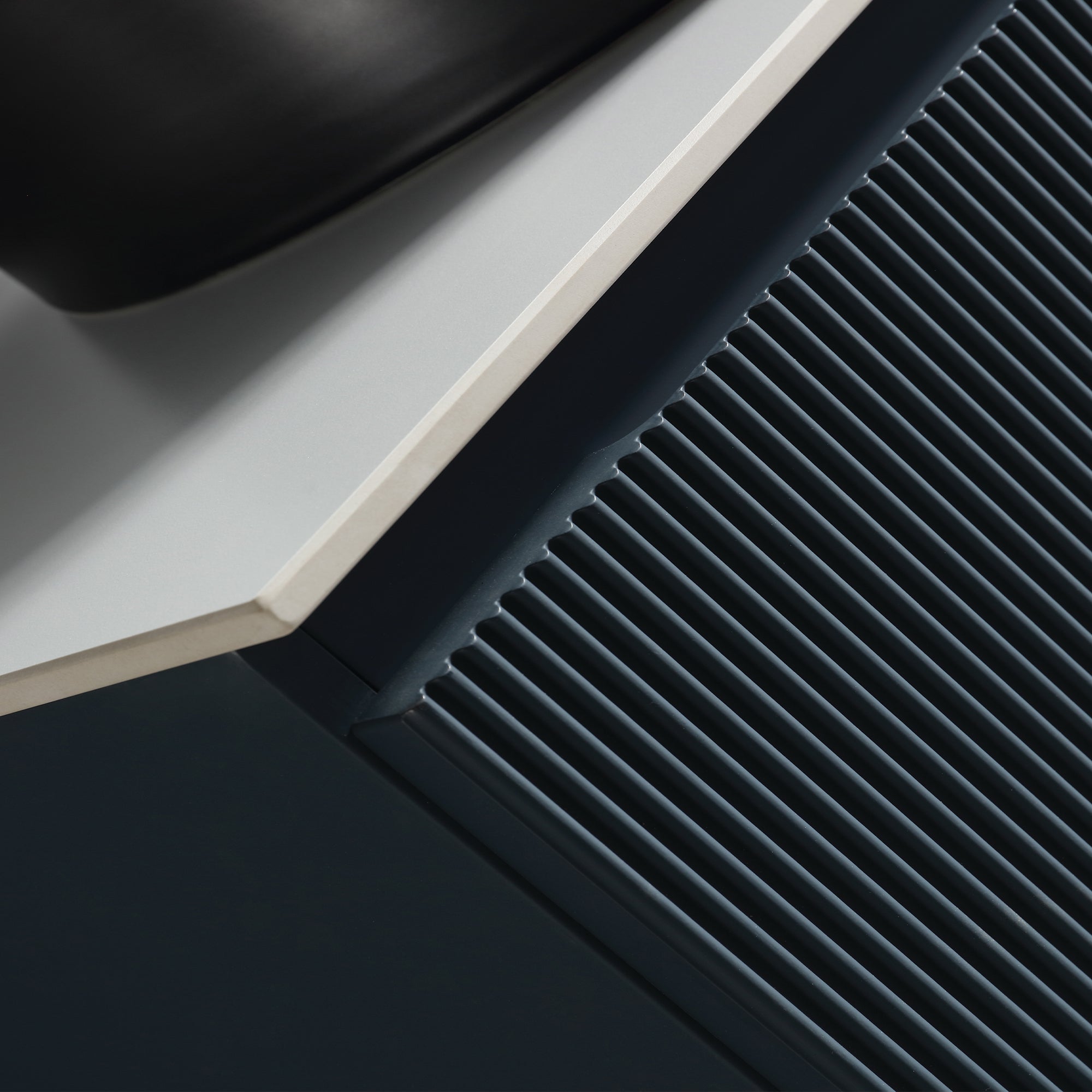 florence 600mm midnight shadow fluted wall mounted vanity unit with sintered stone countertop