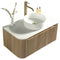 florence 870mm curved country oak fluted wall mounted vanity unit with sintered stone countertop
