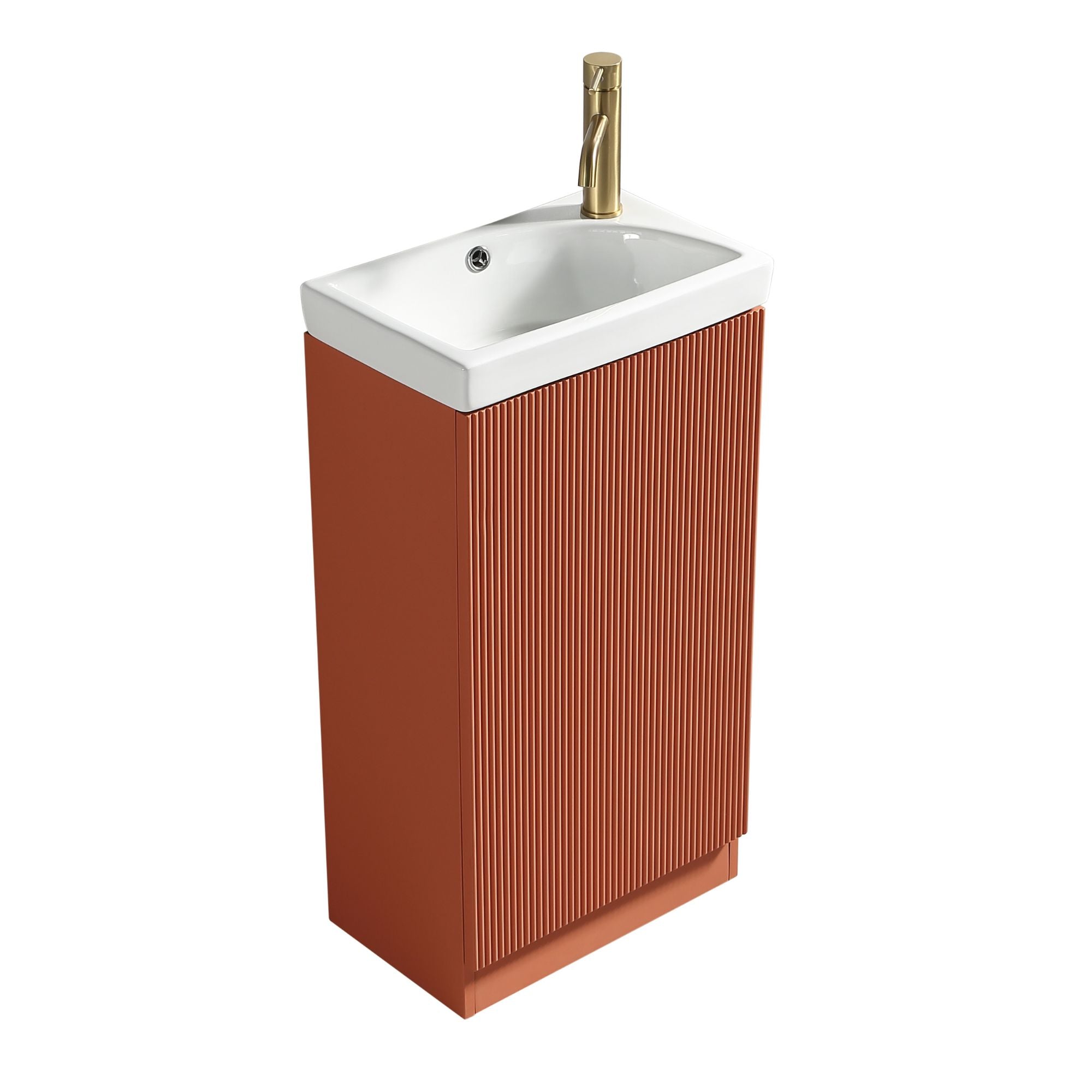 florence floorstanding cloakroom vanity unit with basin bruciata orange