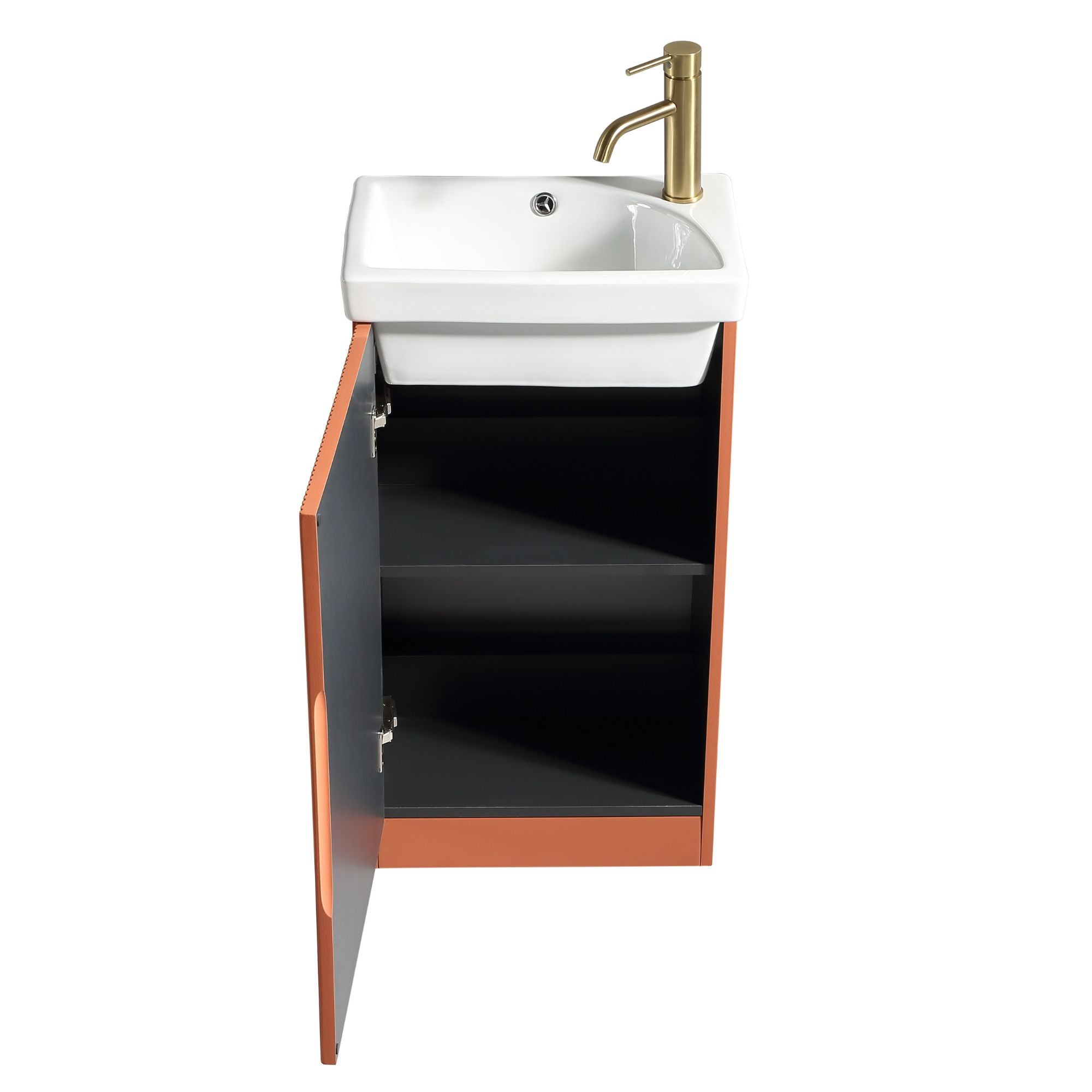 florence floorstanding cloakroom vanity unit with basin bruciata orange