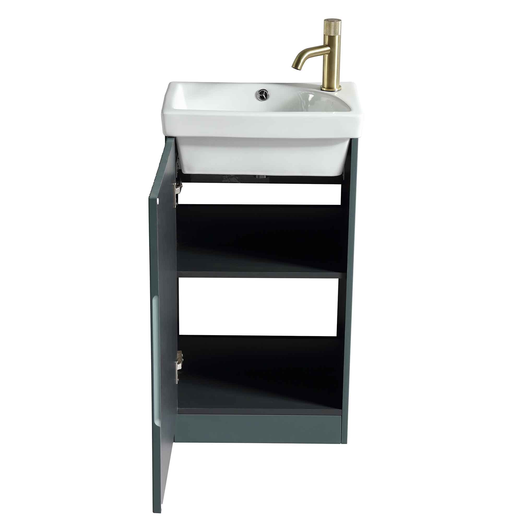 florence floorstanding cloakroom vanity unit with basin smoked sage