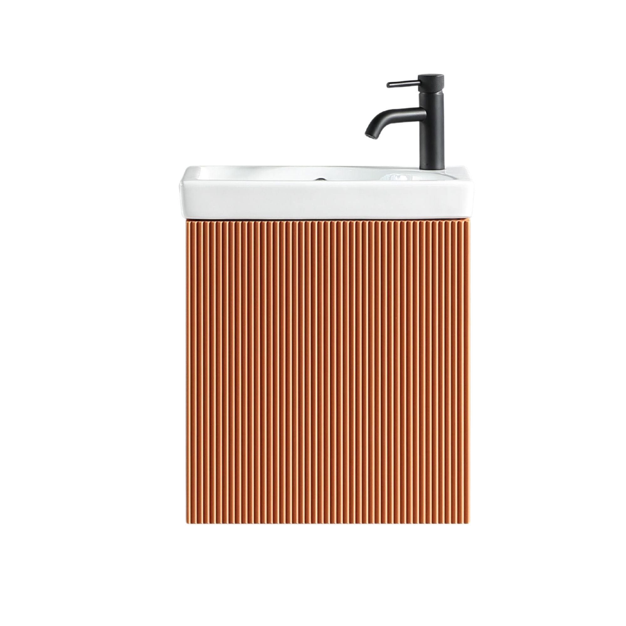 Florence Fluted Wall Mounted Cloakroom Vanity Unit With Ceramic Basin Bruciata Orange Deluxe Bathrooms