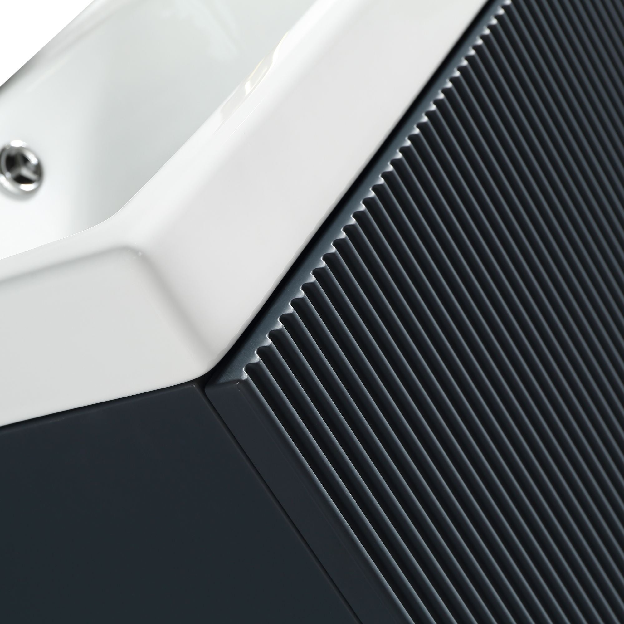 Florence Fluted Wall Mounted Cloakroom Vanity Unit With Ceramic Basin Midnight Shadow Deluxe Bathrooms