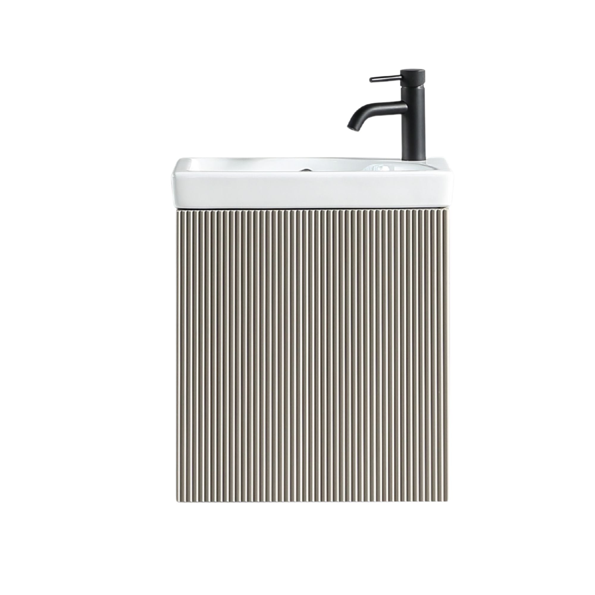 Florence Fluted Wall Mounted Cloakroom Vanity Unit With Ceramic Basin Soft Coffee Deluxe Bathrooms