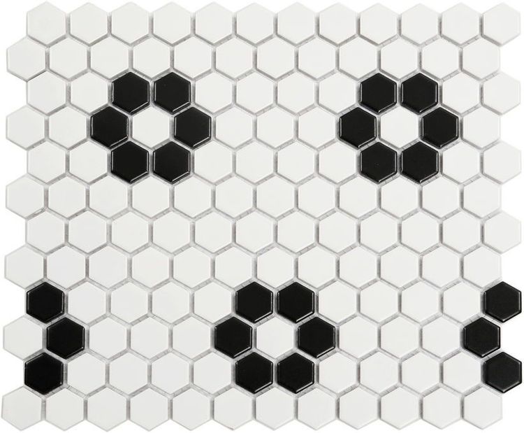 Deluxe Flower Fiore Bianco Hexagon Porcelain Mosaic Sheet 25.5x29.4cm Matt