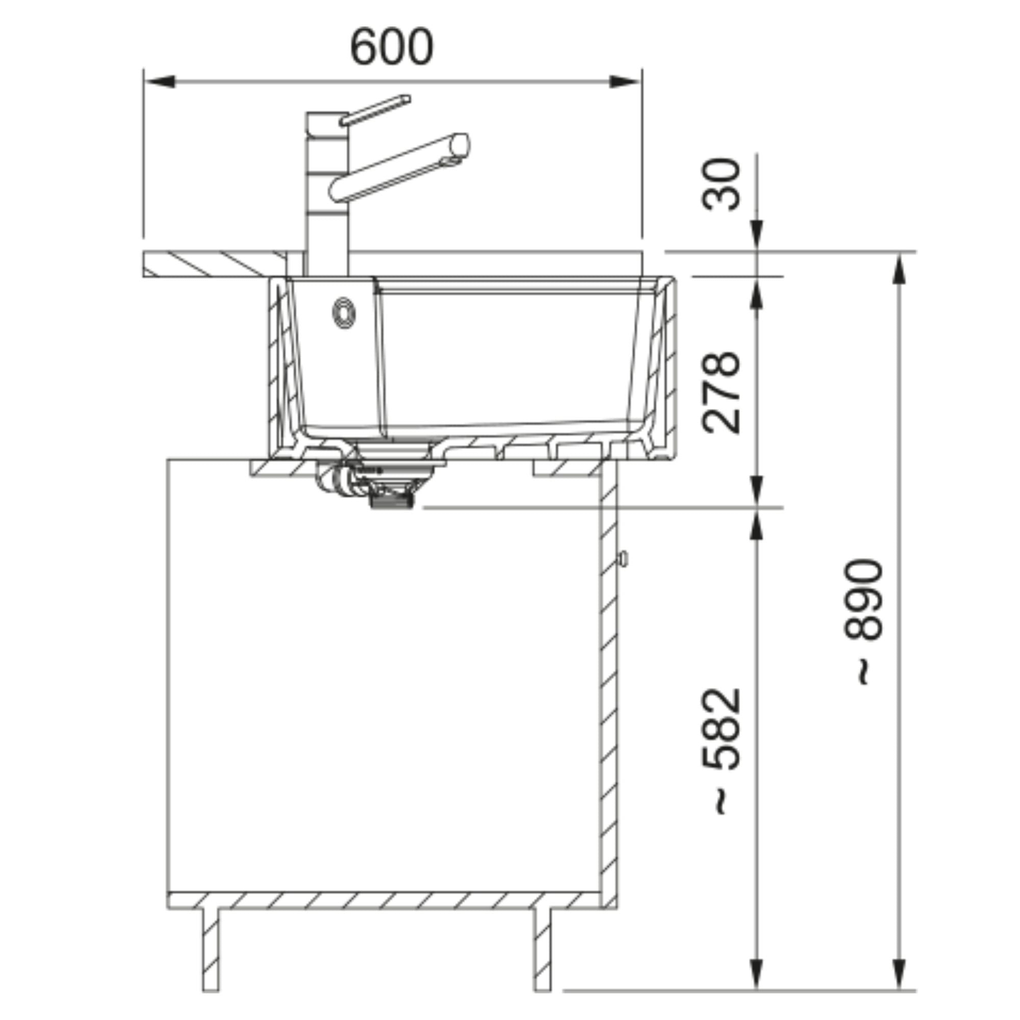 Franke Belfast VBK 720 kitchen sink ceramic gloss white 800x500mm technical drawing
